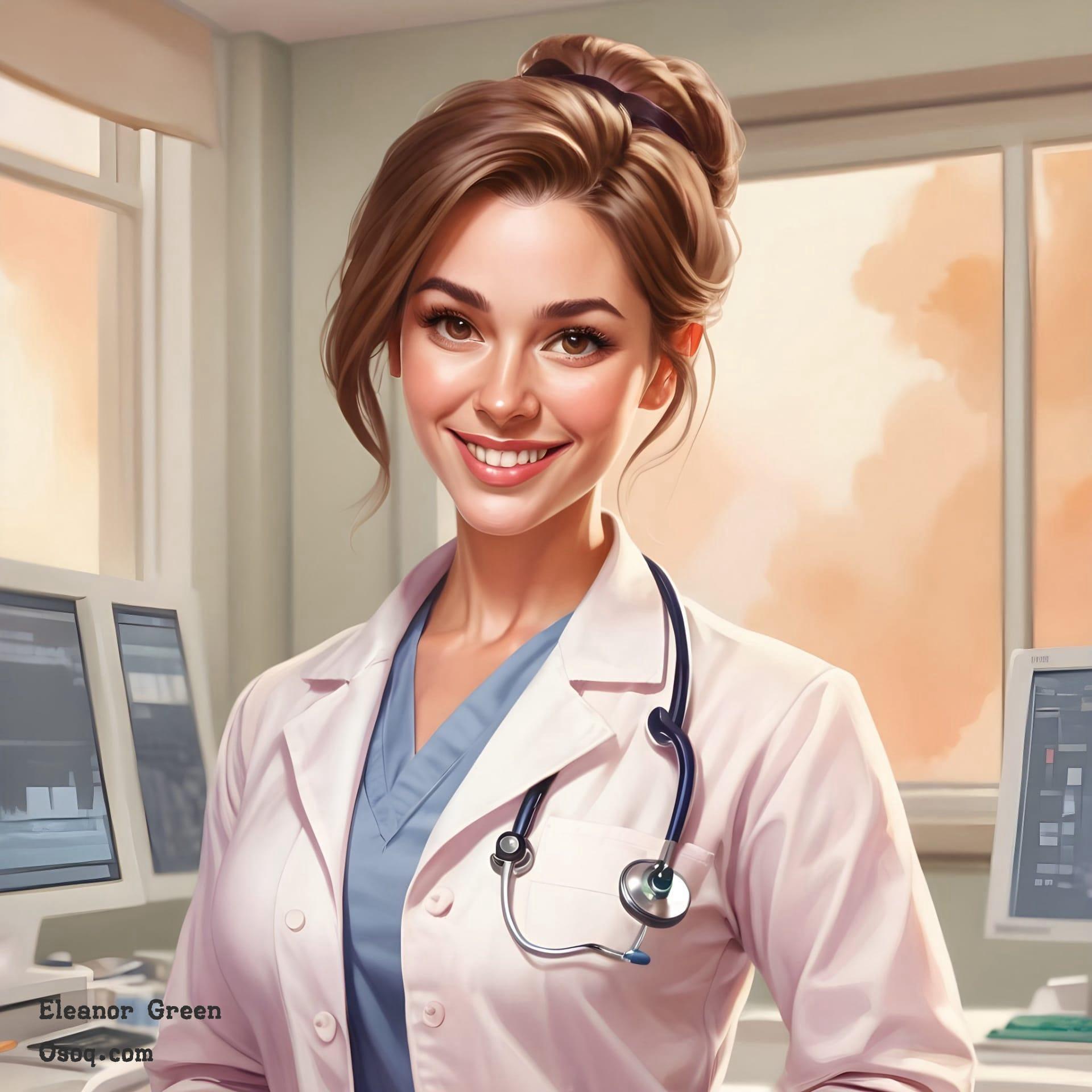 Female doctor caricature 10