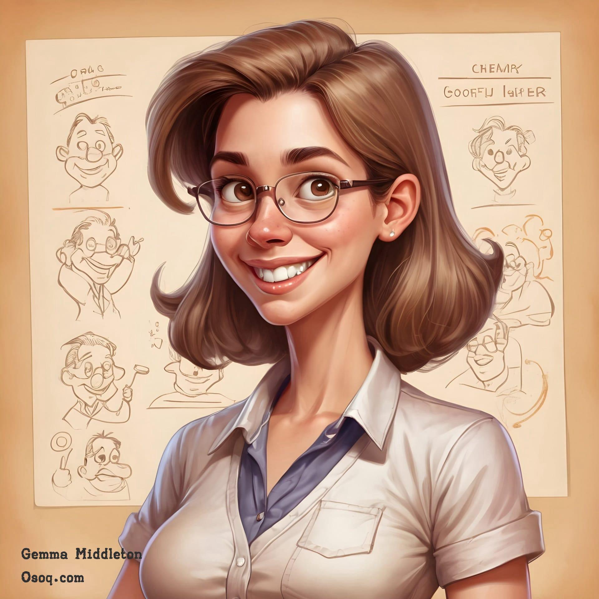 Female teacher caricature 02