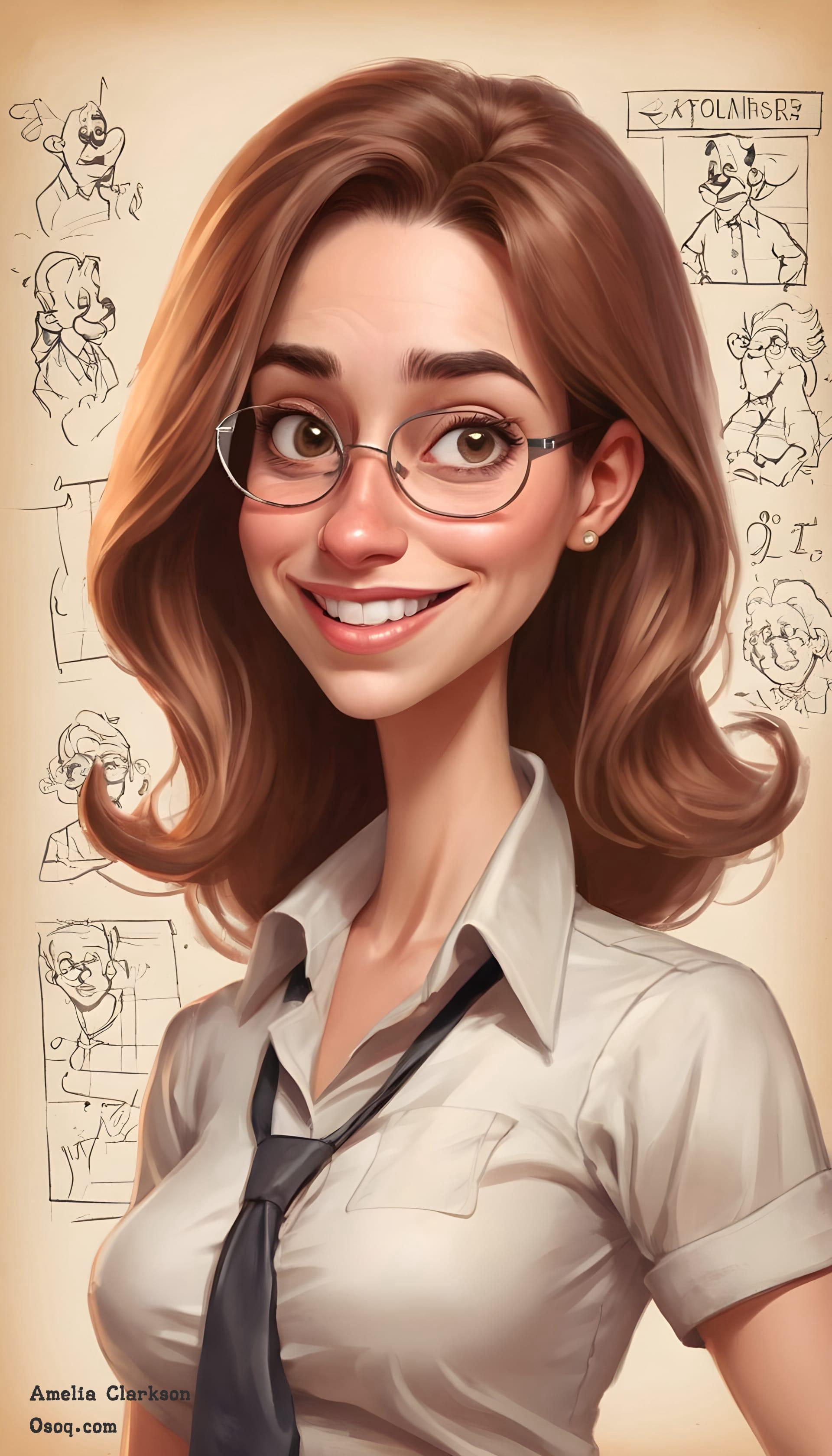 Female teacher caricature 03