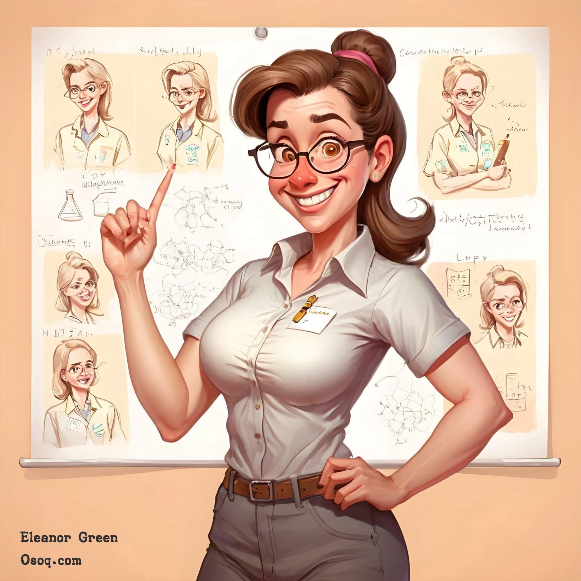 Female teacher caricature 04