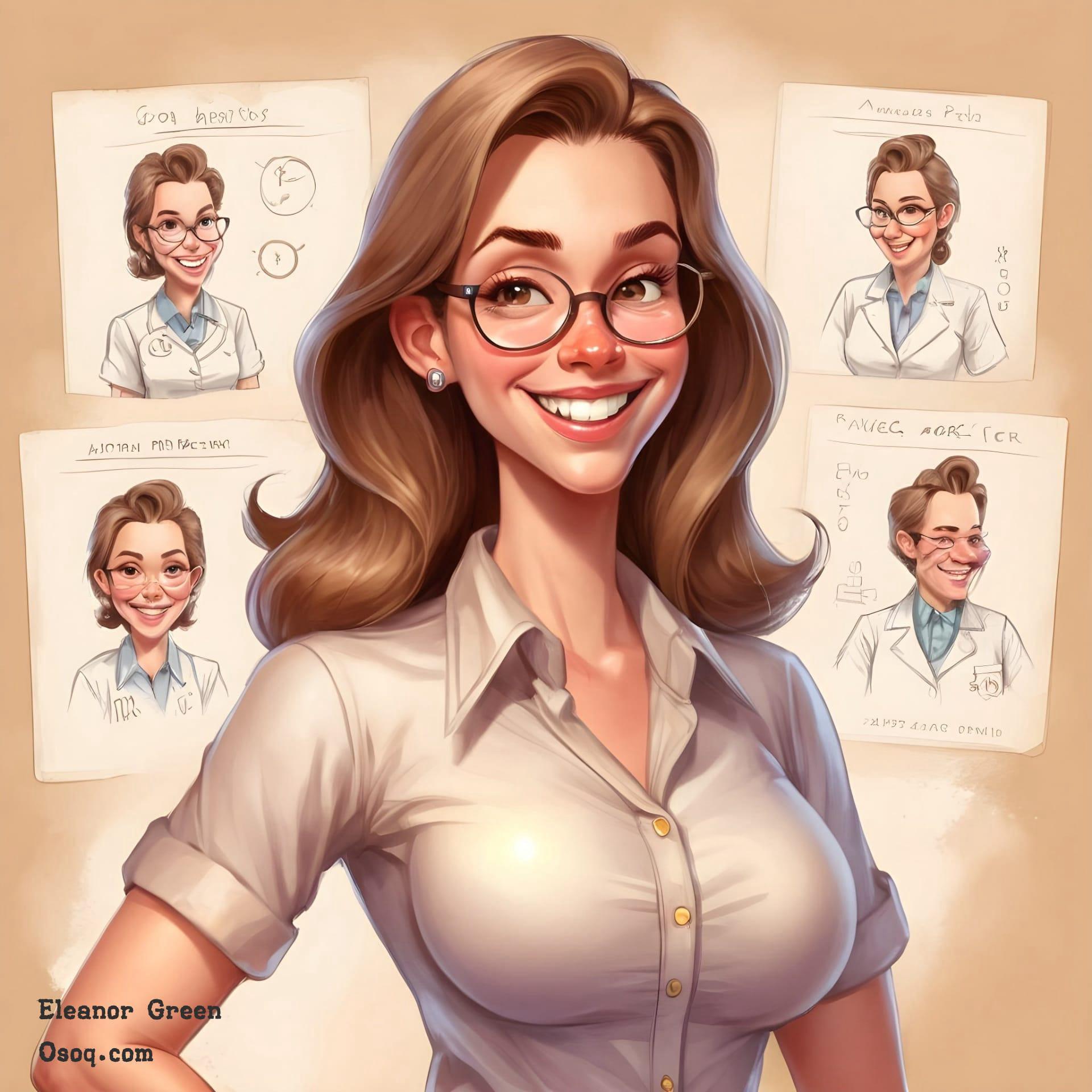 Female teacher caricature 05