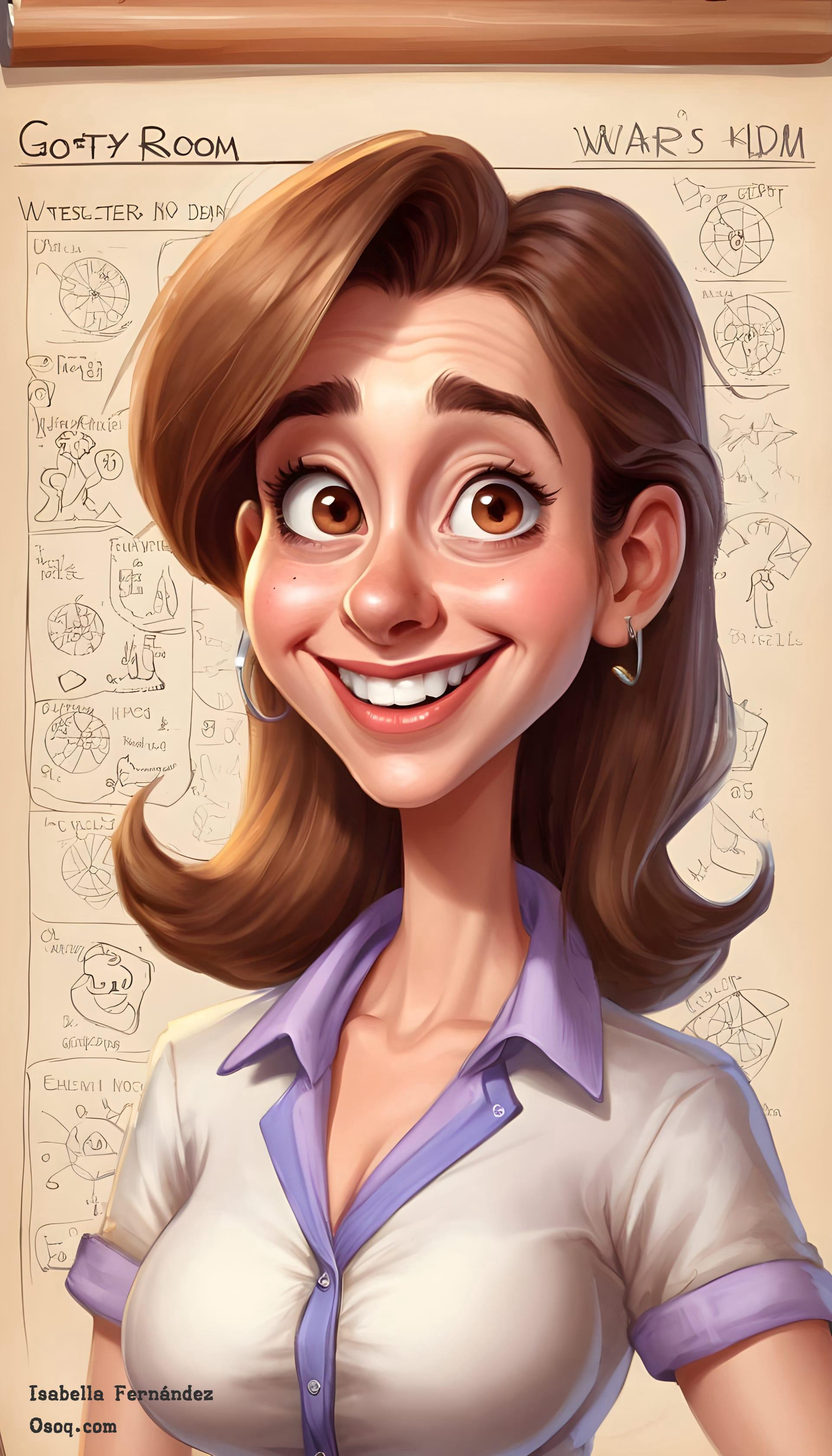 Female teacher caricature 06