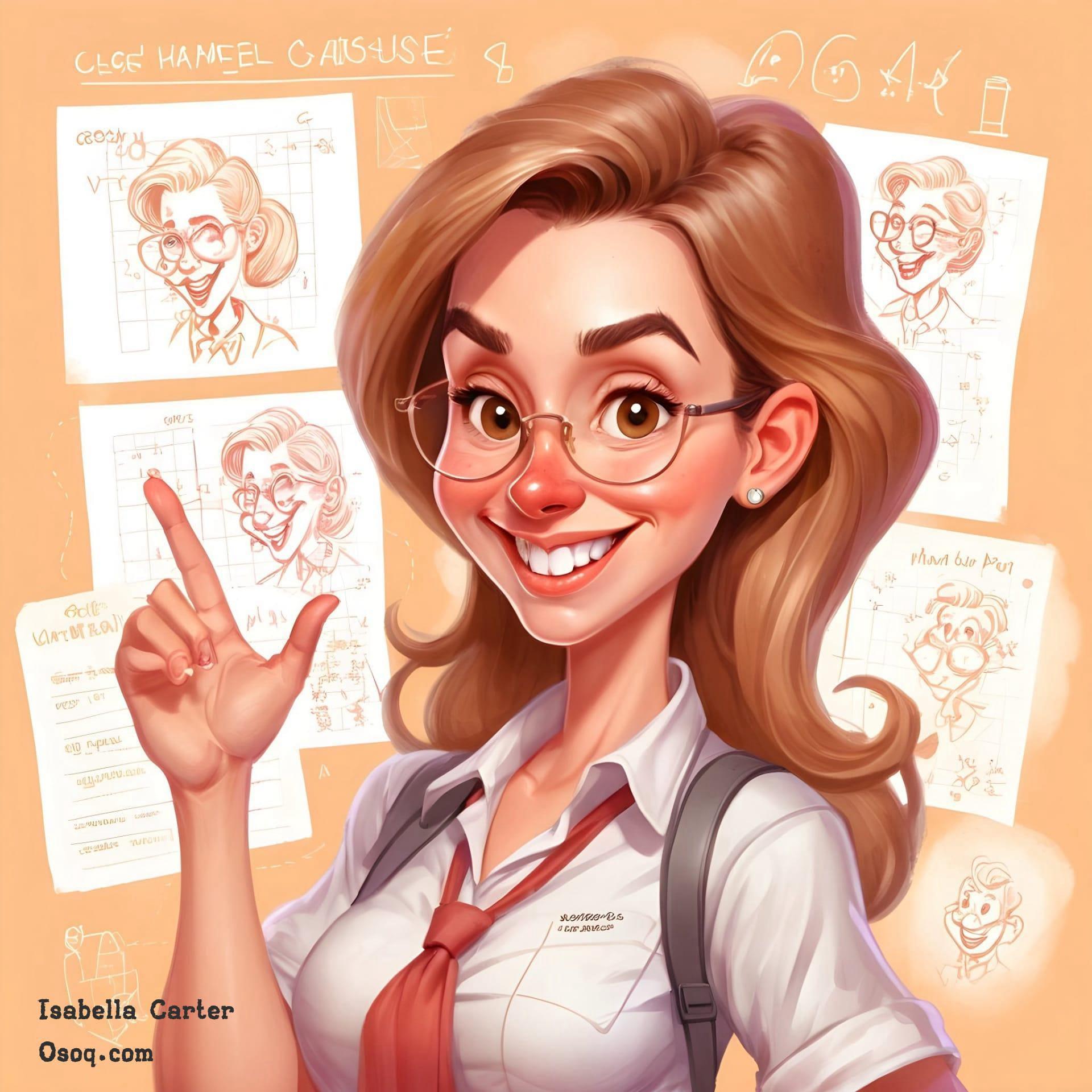 Female teacher caricature 08