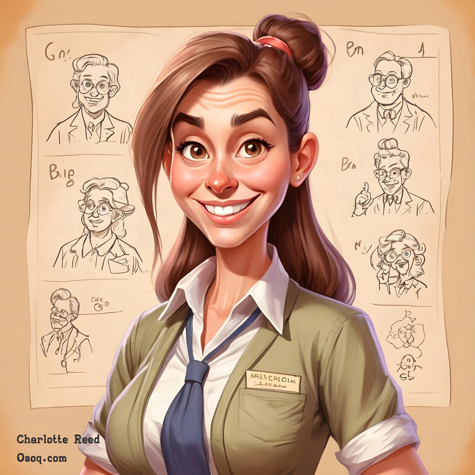 Female teacher caricature 09