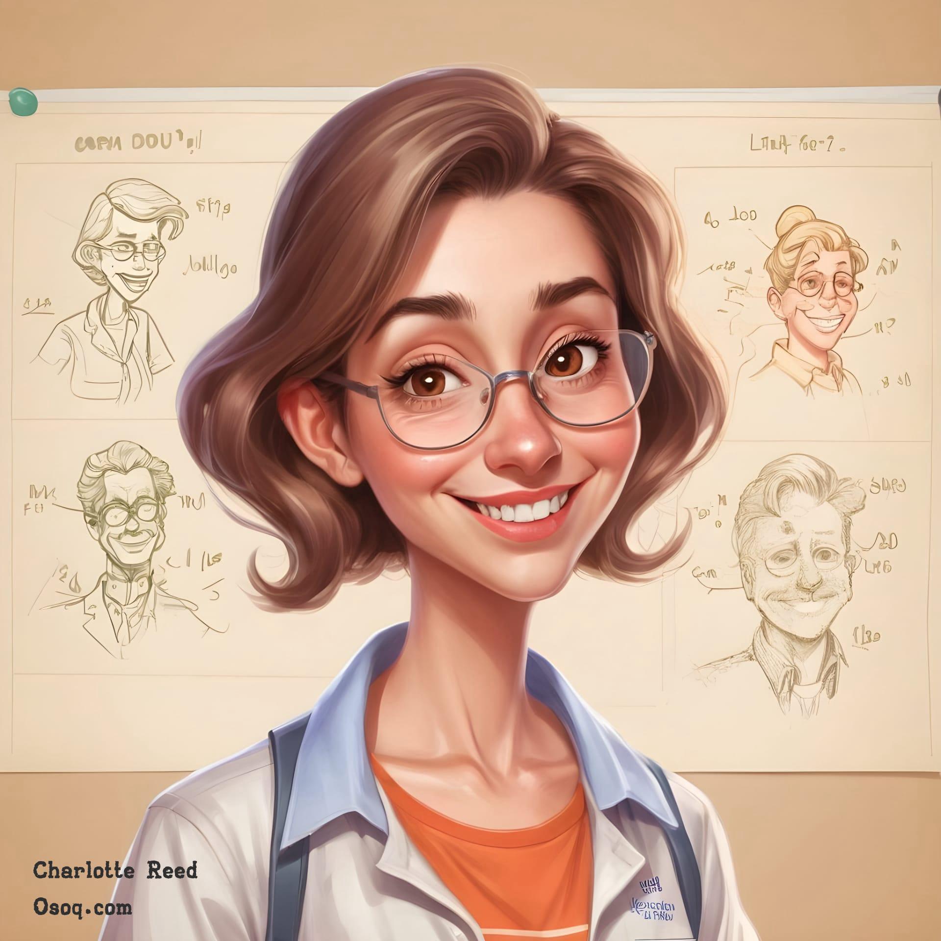 Female teacher caricature 10