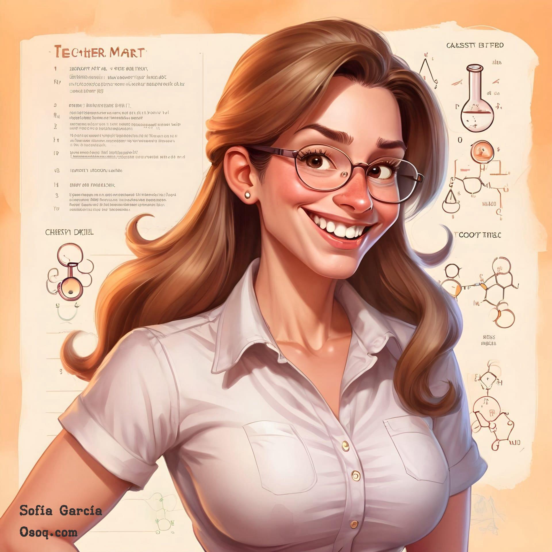 Female teacher caricature 11