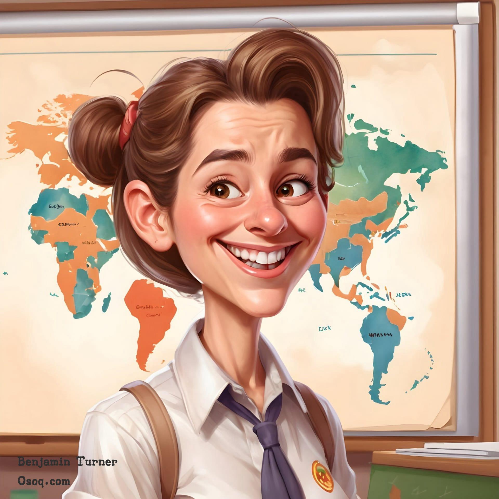 Female teacher caricature 14