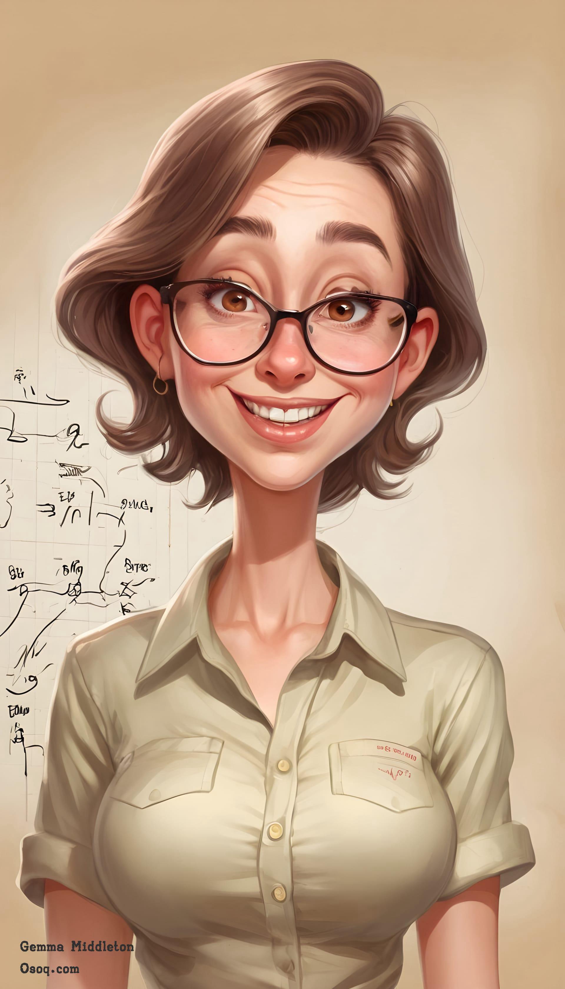 Female teacher caricature 17