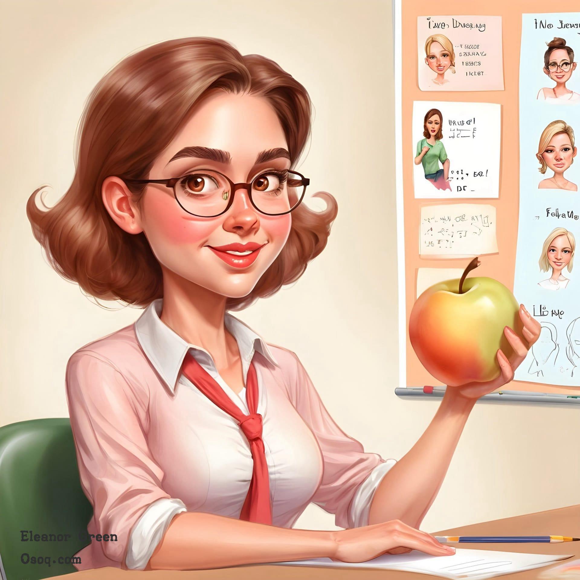 Female teacher caricature 19