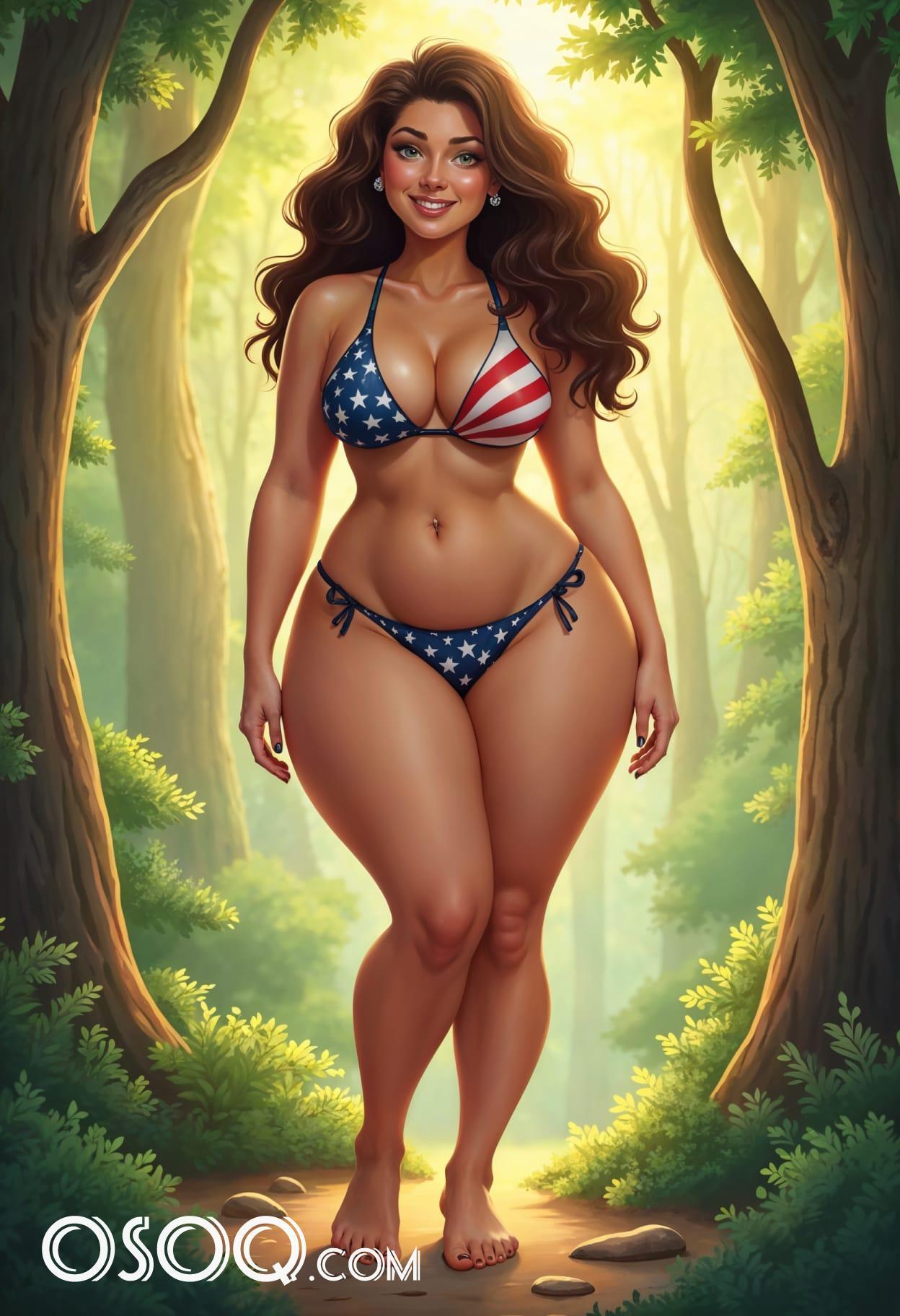 Free art american girl bikini cartoon caricature drawing 11