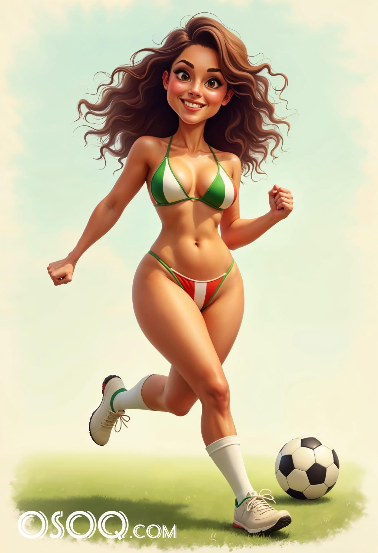 Free art irish girl soccer cartoon caricature drawing 11