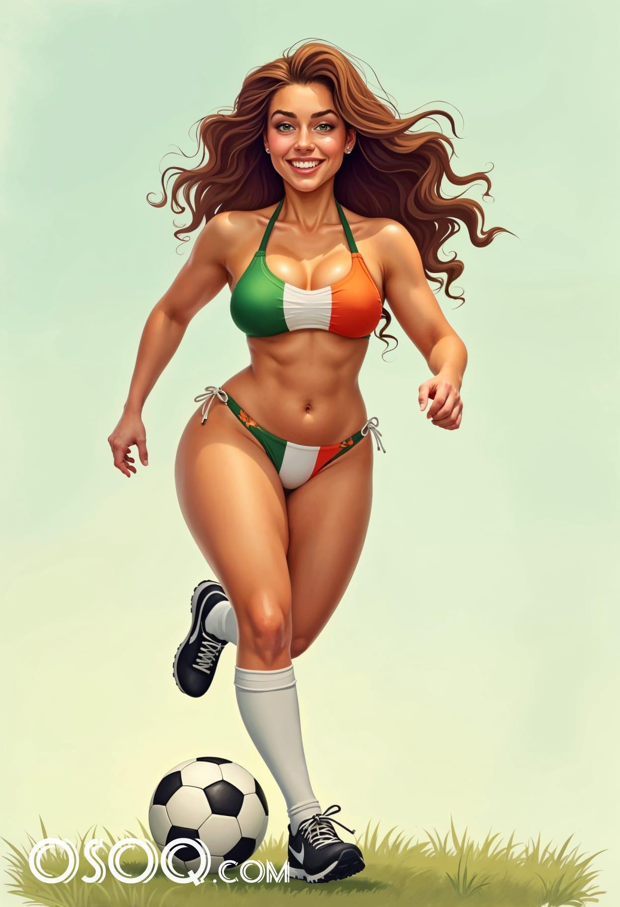 Free art irish girl soccer cartoon caricature drawing 12