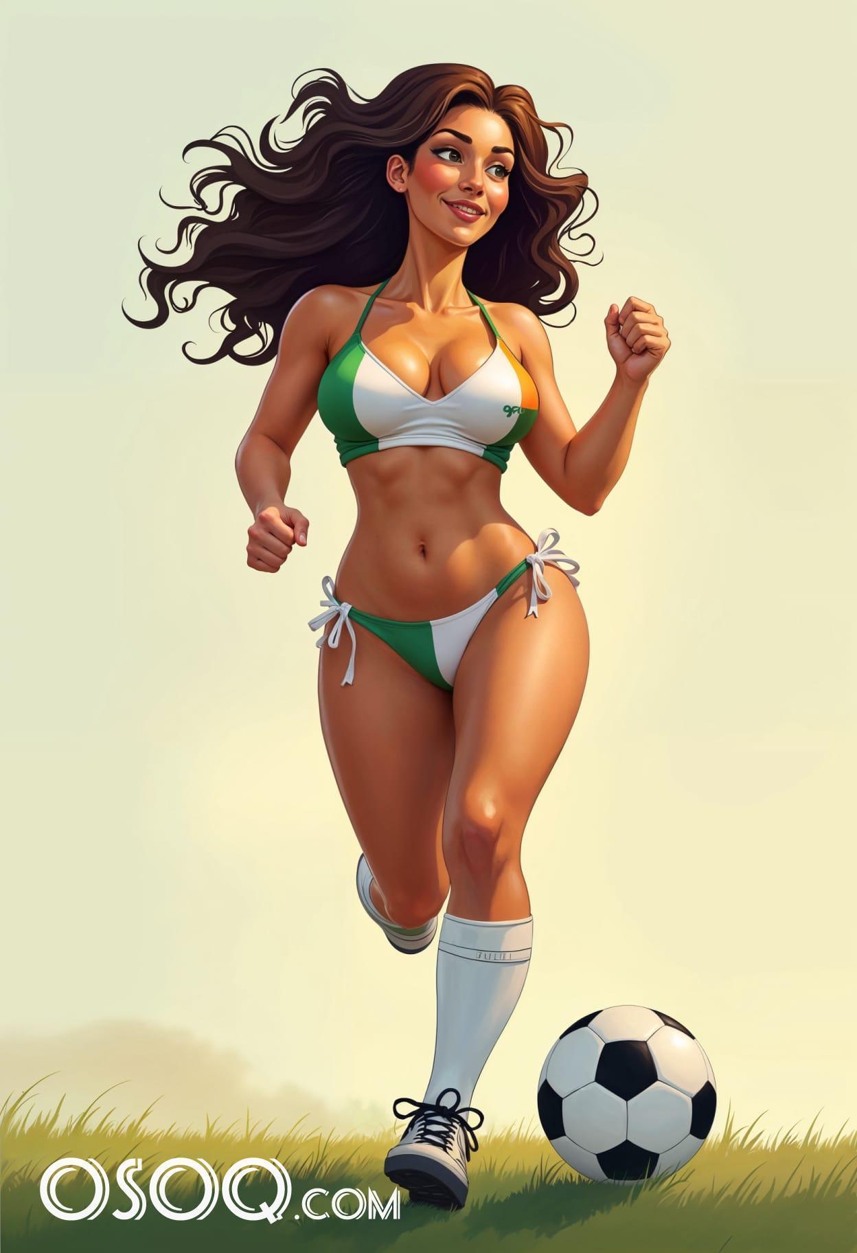 Free art irish girl soccer cartoon caricature drawing 13
