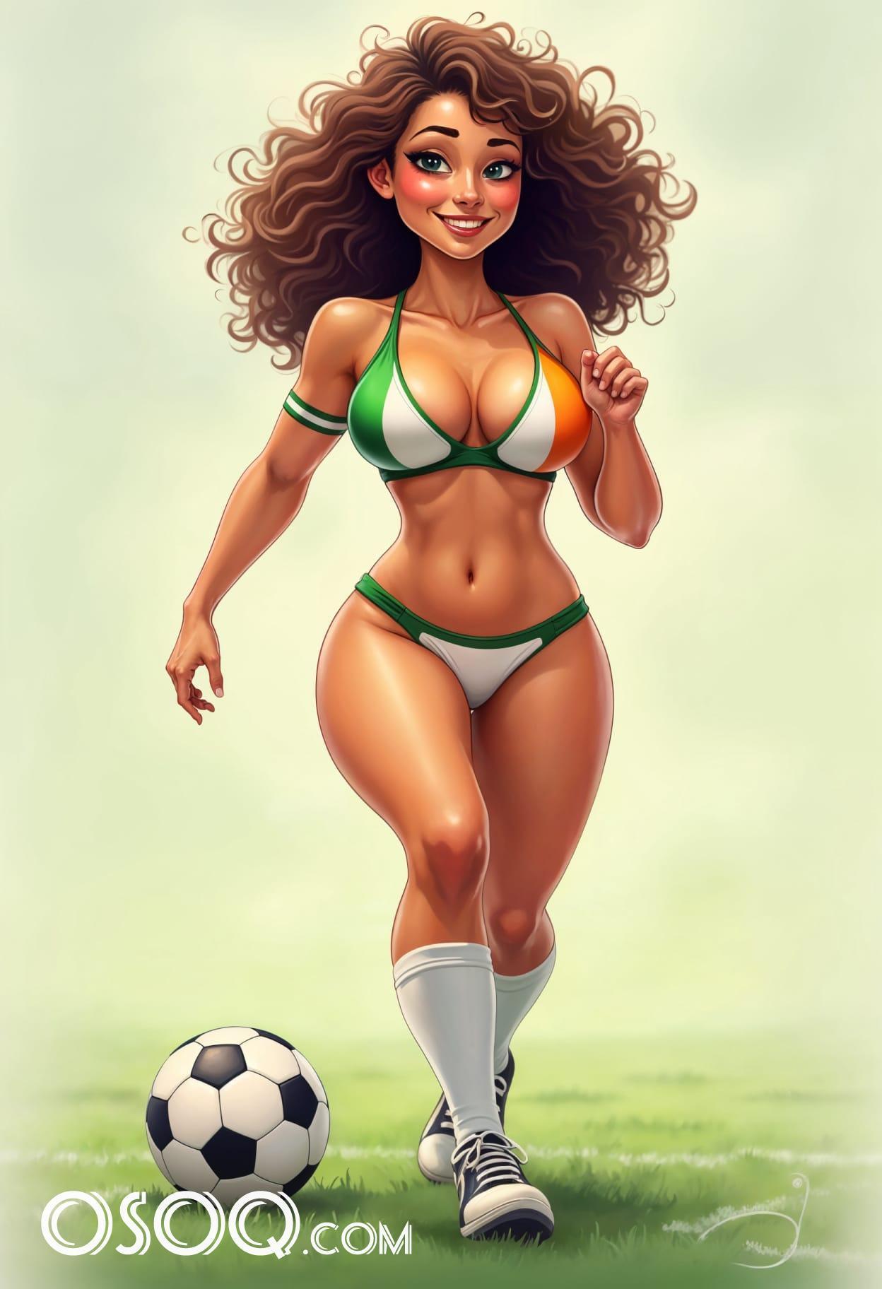 Free art irish girl soccer cartoon caricature drawing 14