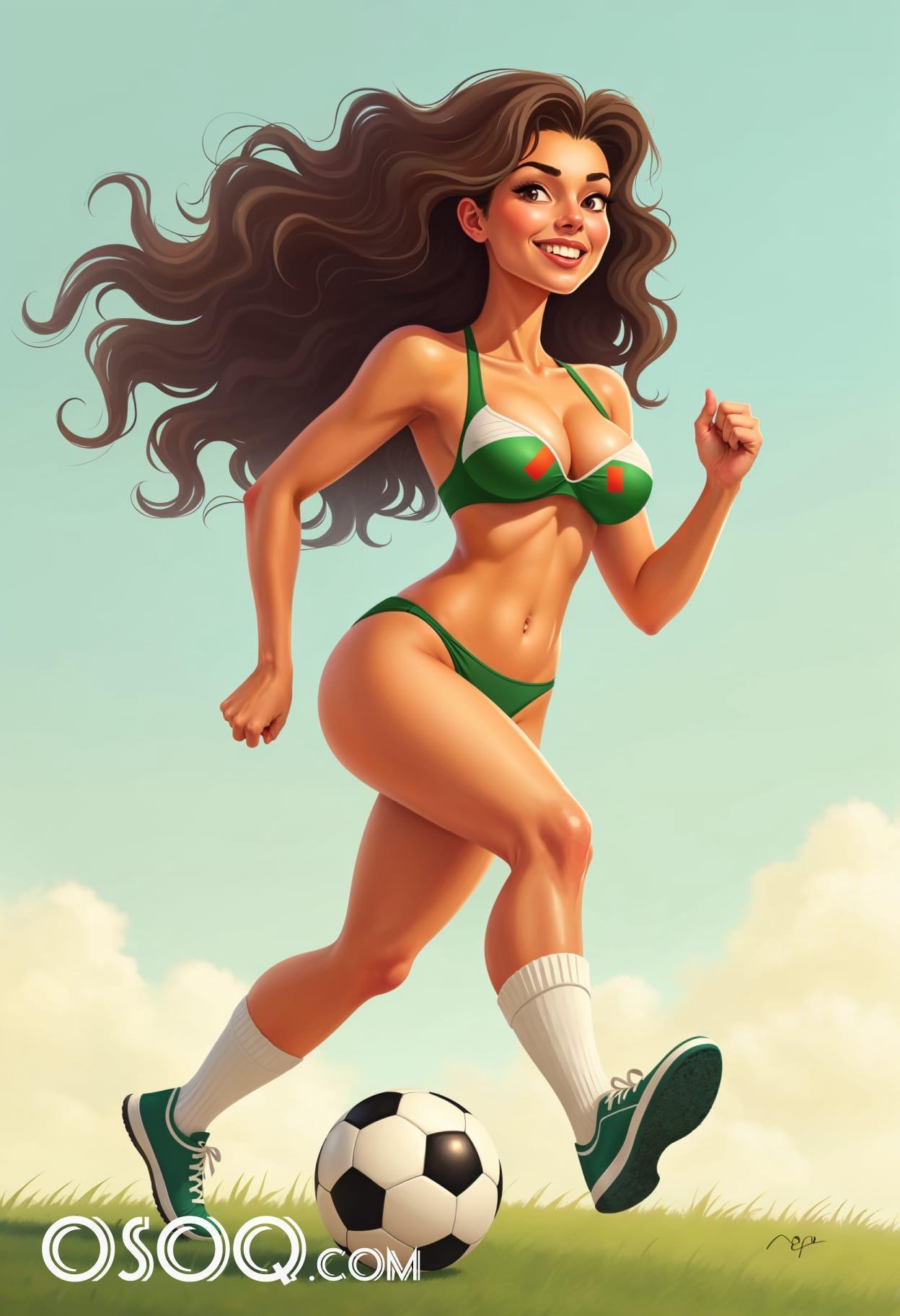 Free art irish girl soccer cartoon caricature drawing 20