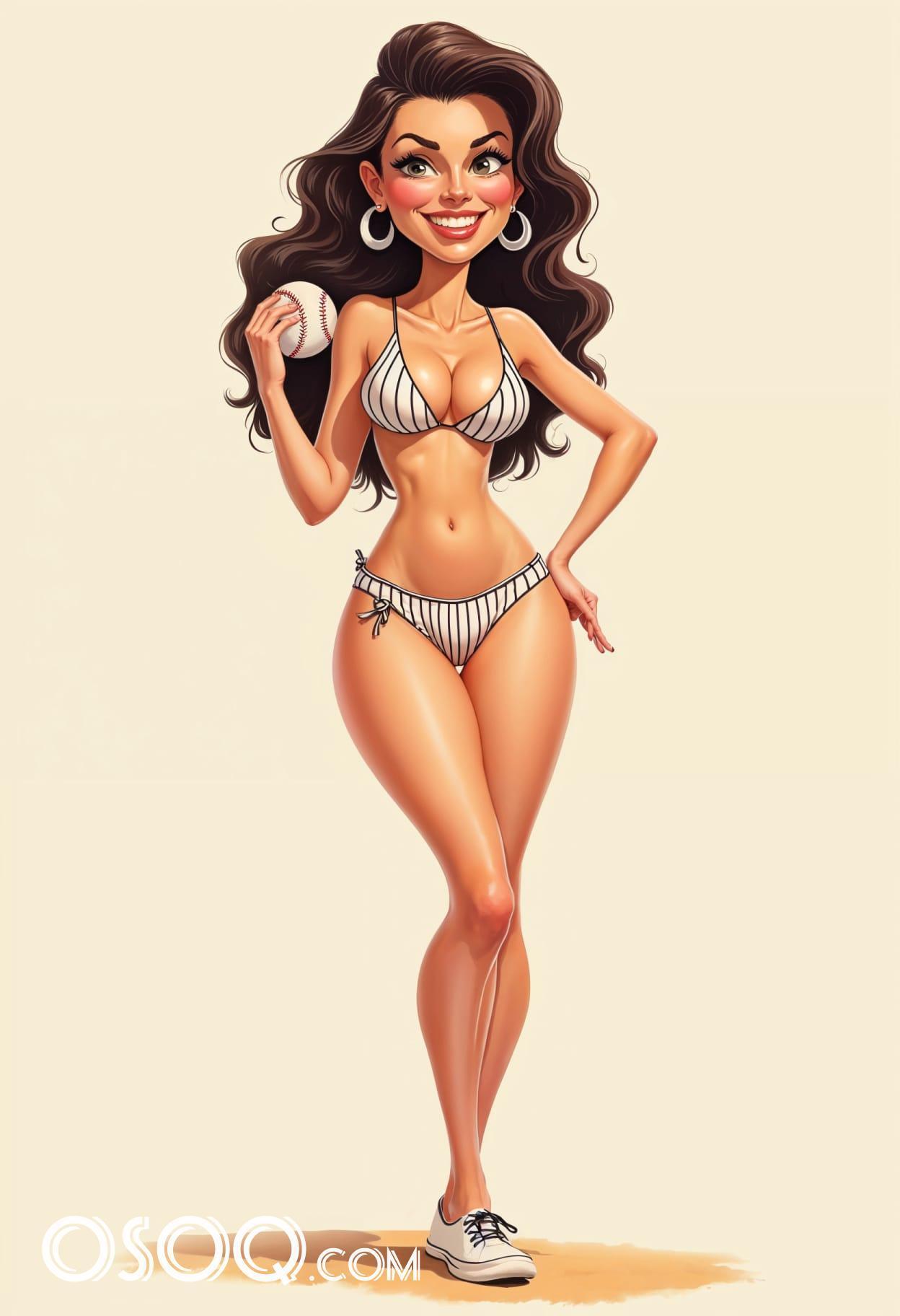 Free art sports girl cartoon caricature drawing 12