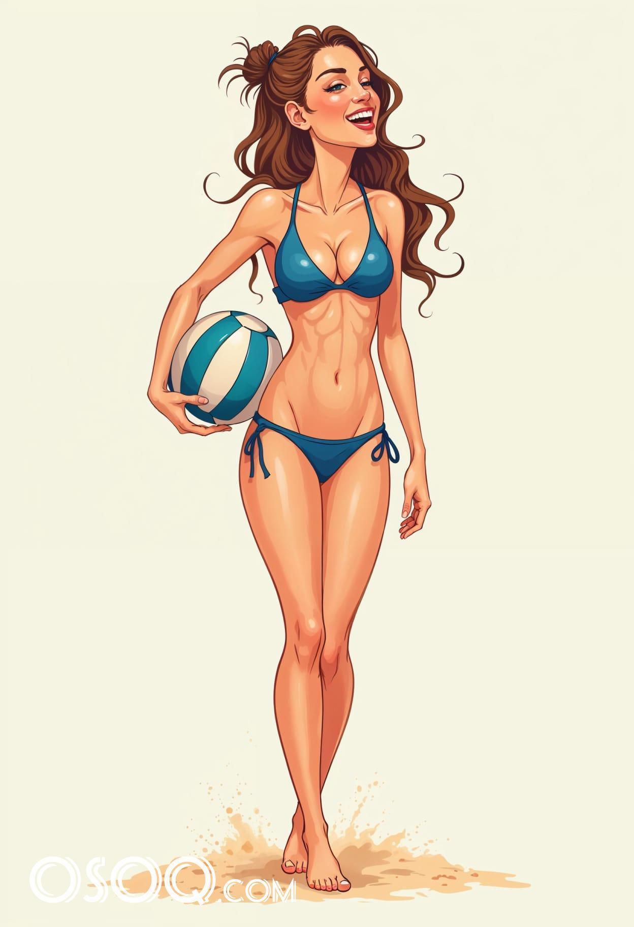 Free art sports girl cartoon caricature drawing 19