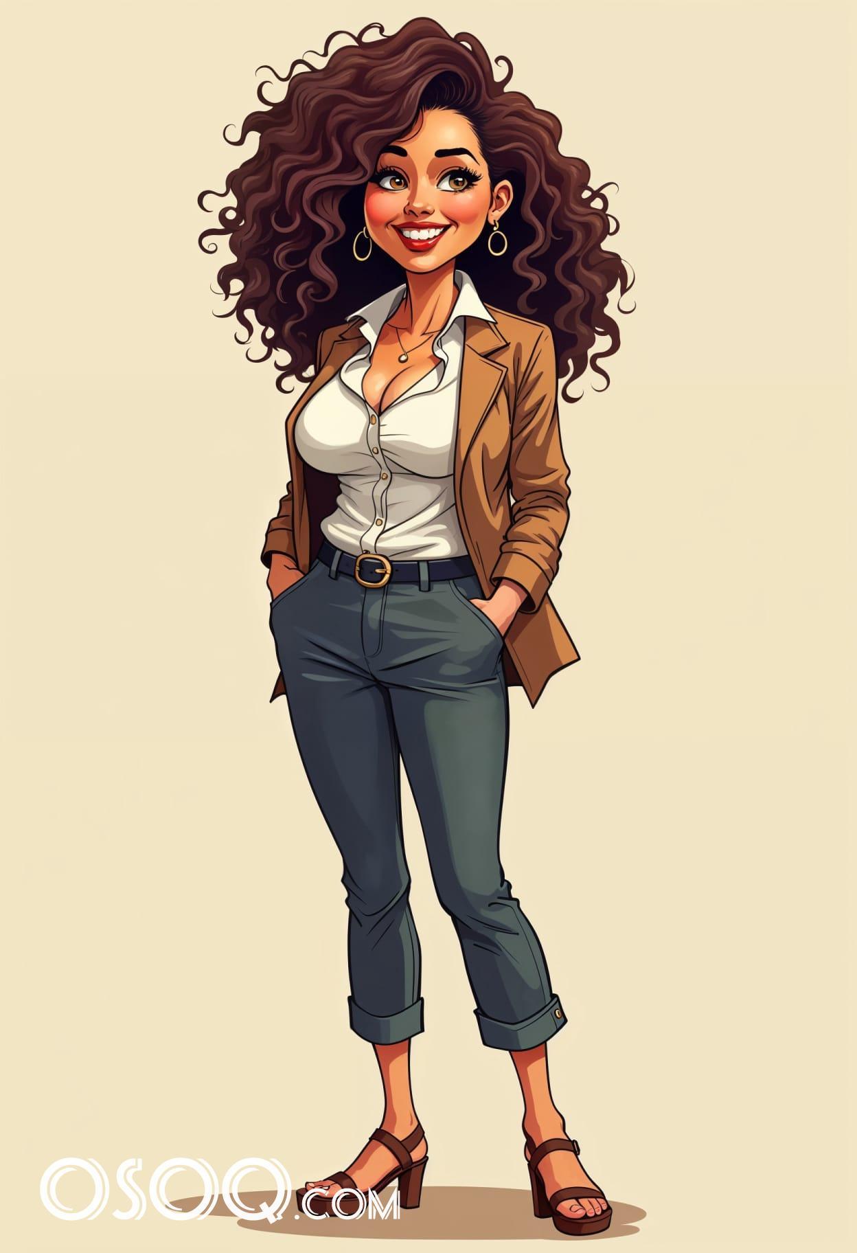 French businesswoman outfits cartoon drawing 06