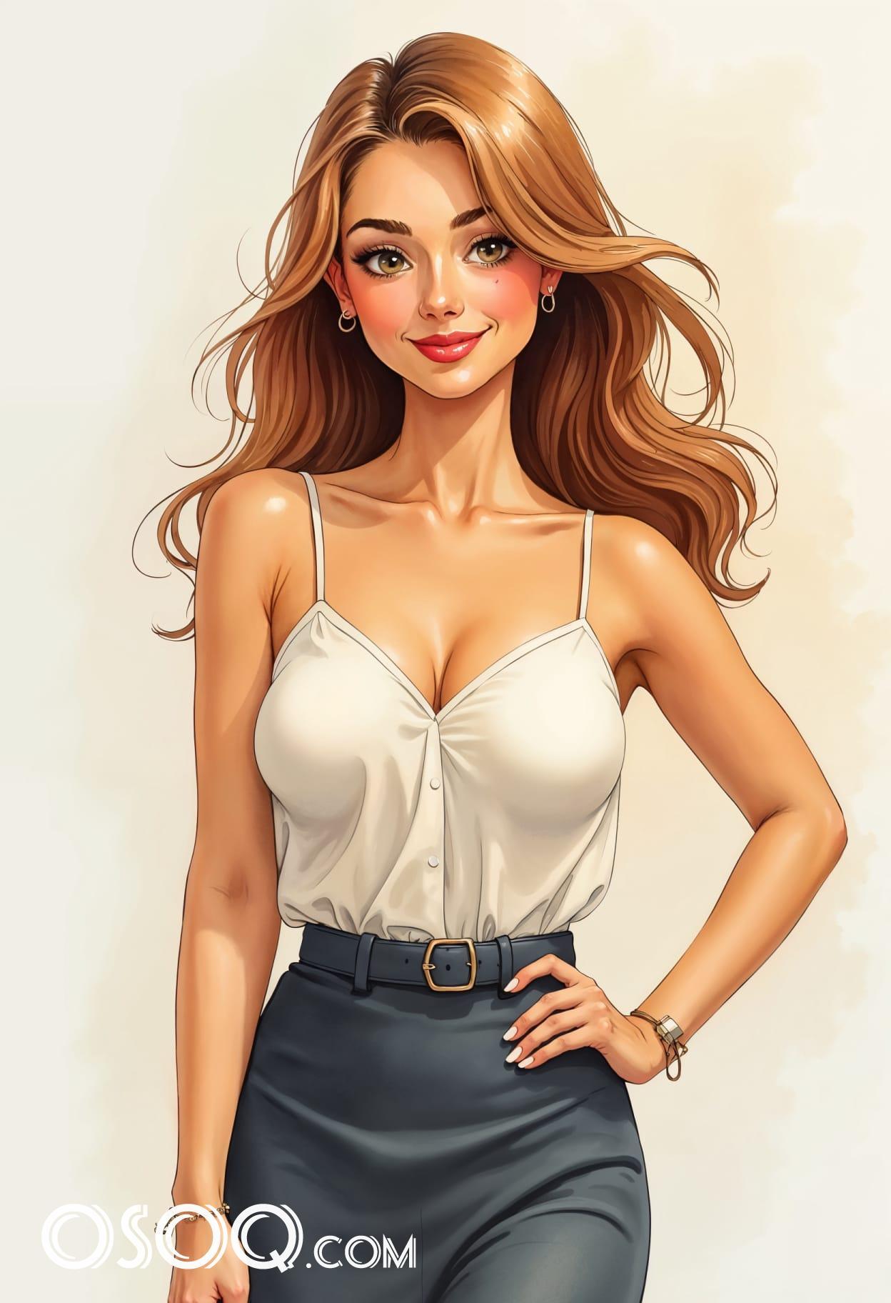 French businesswoman outfits cartoon drawing 20