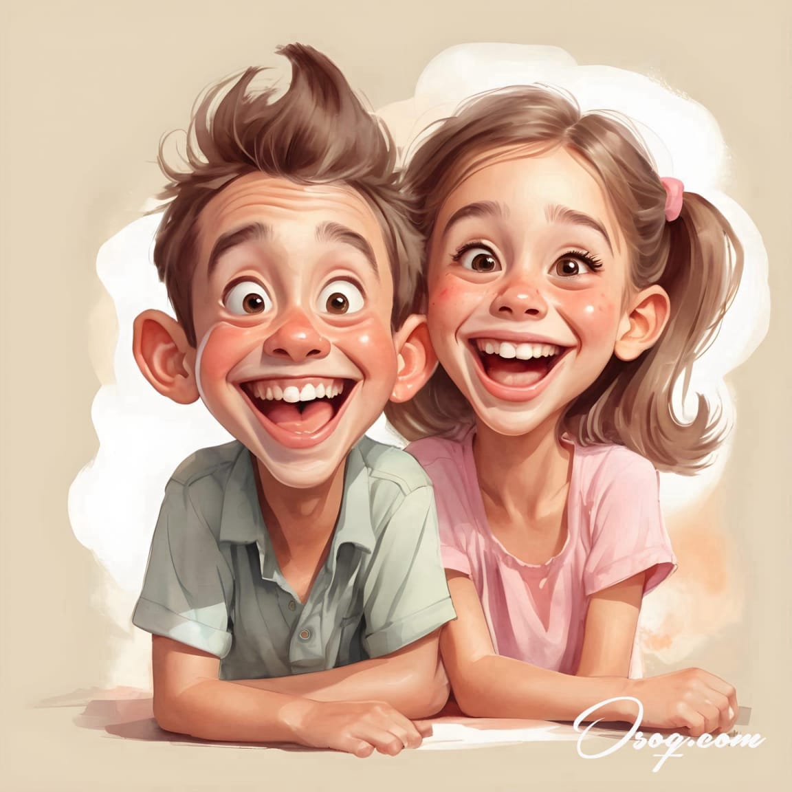 brother sister caricature