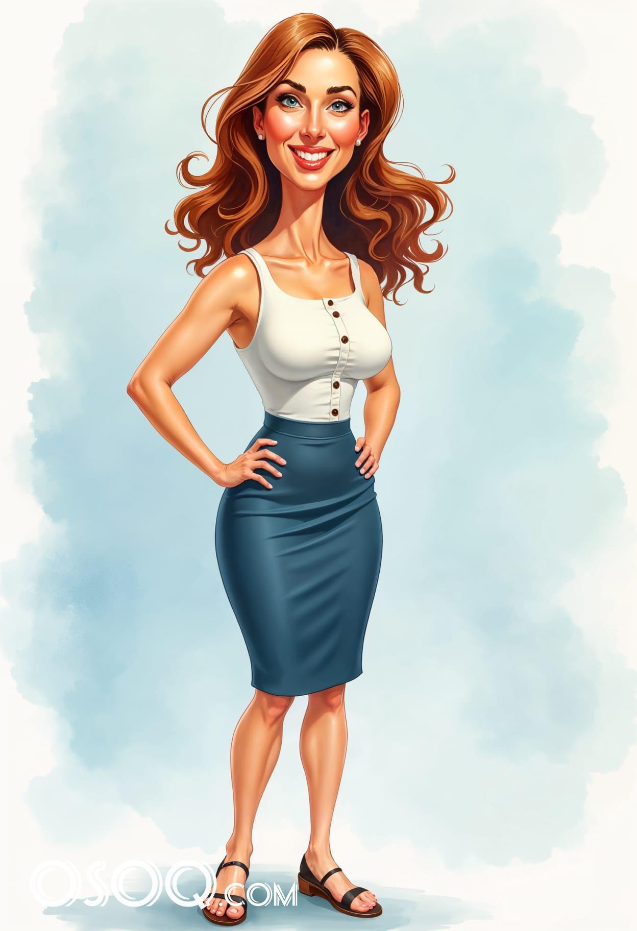 Office business cartoon girl portrait drawing 17