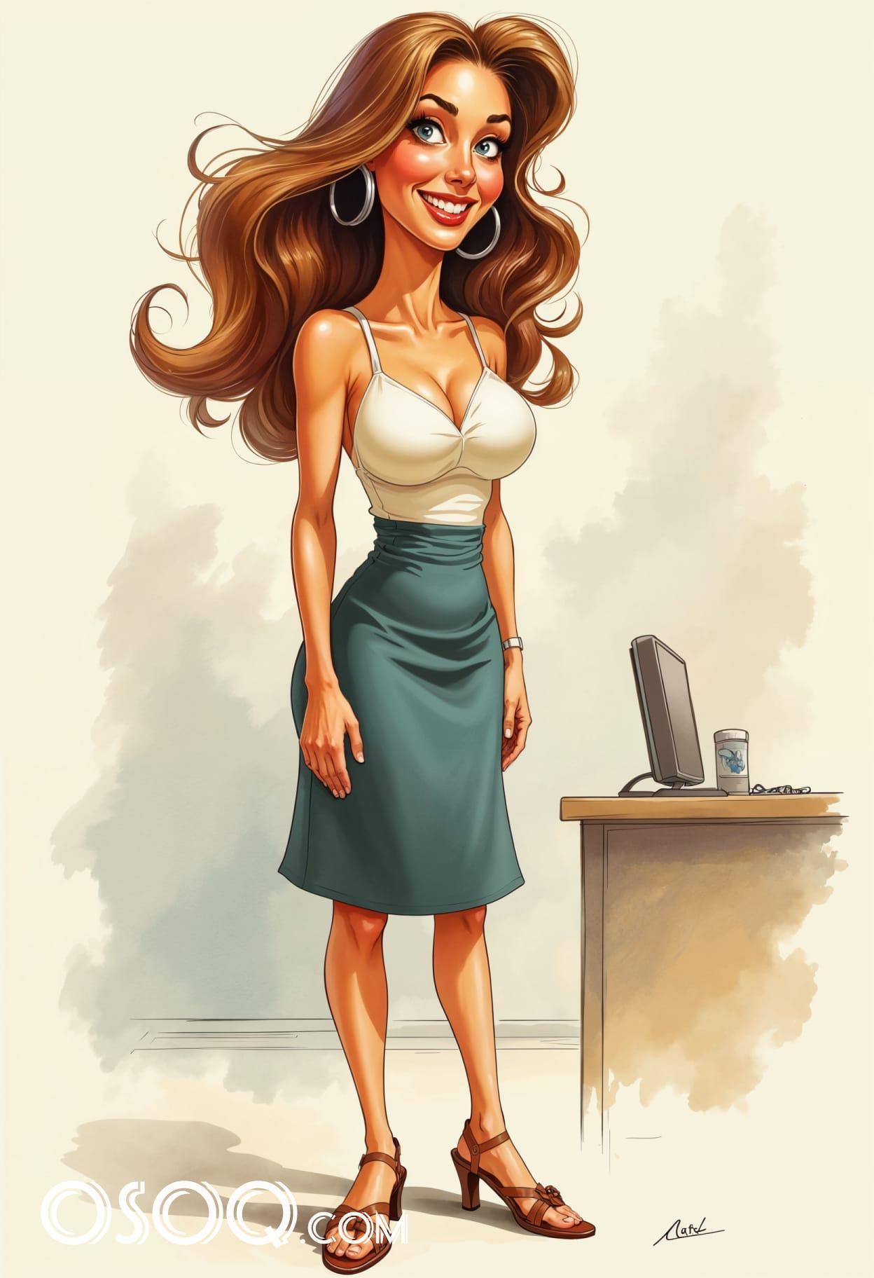 Office business girl portrait drawing 06