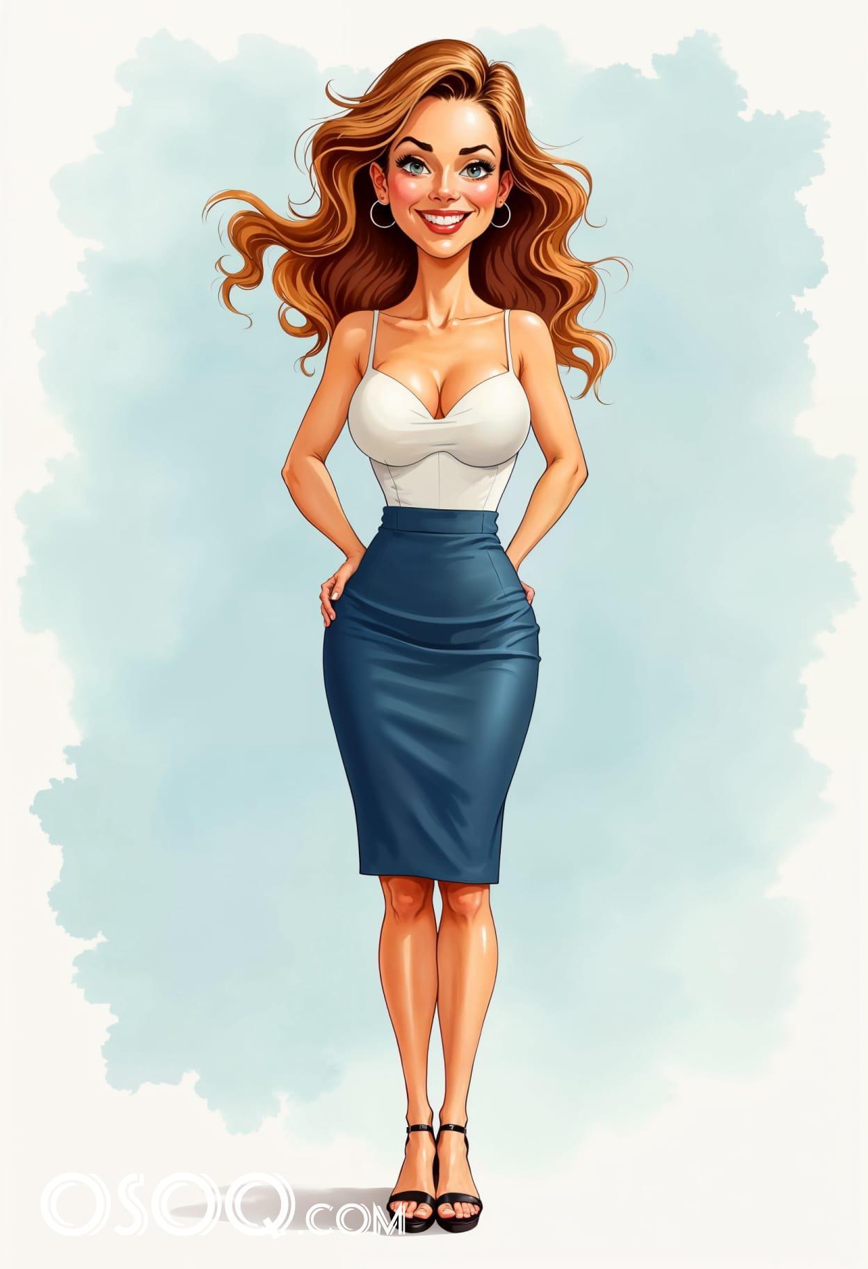 Office business girl portrait drawing 14