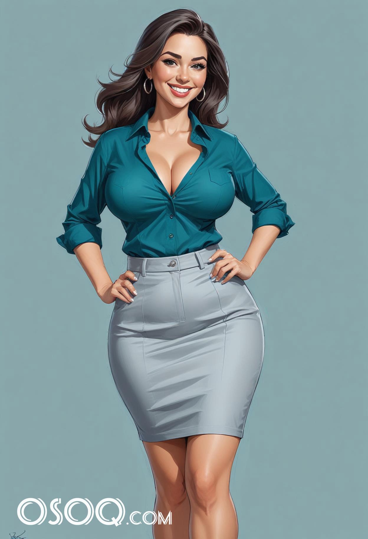 Office business outfit caricature drawing 06