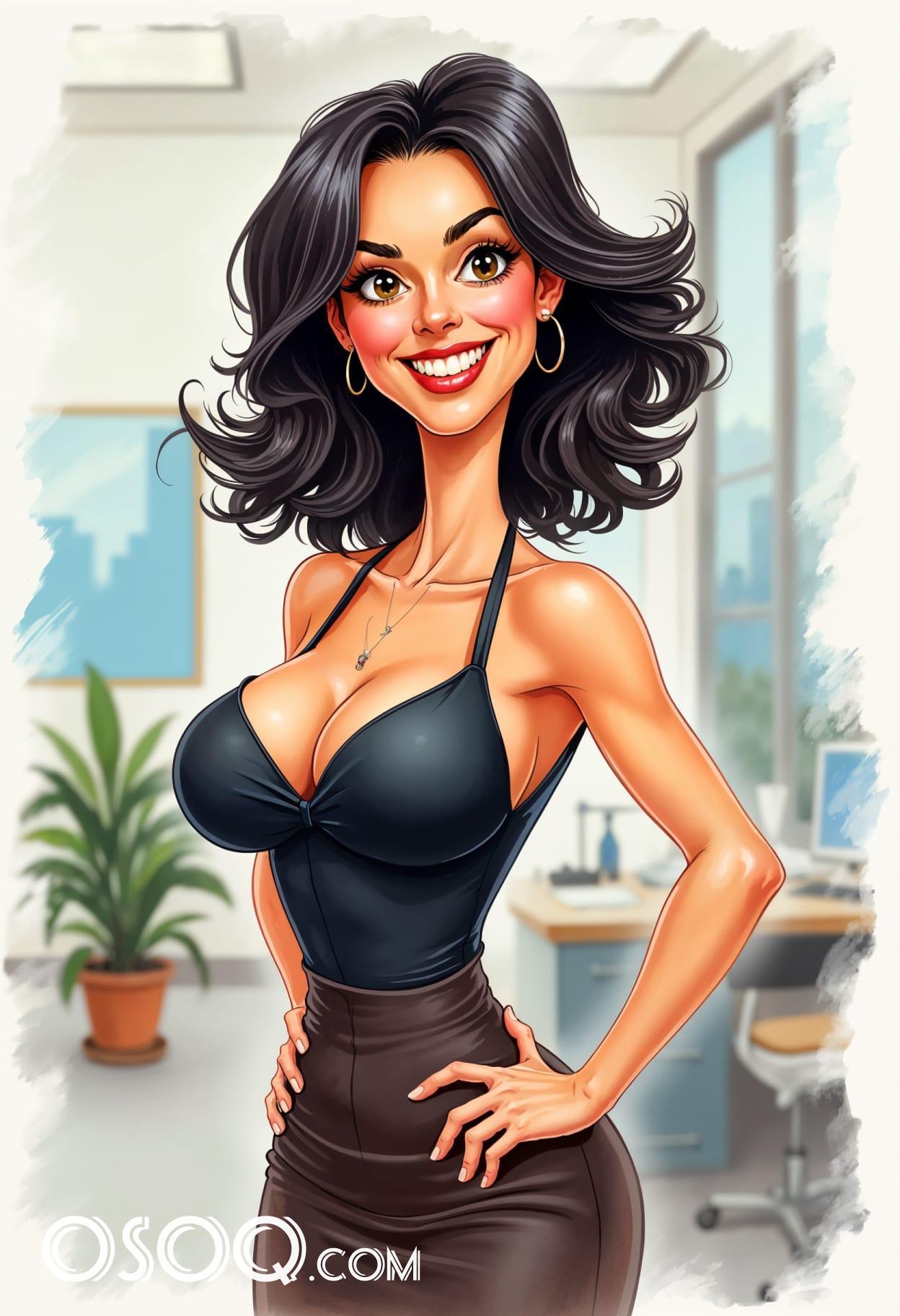 Office girl cartoon character set 06