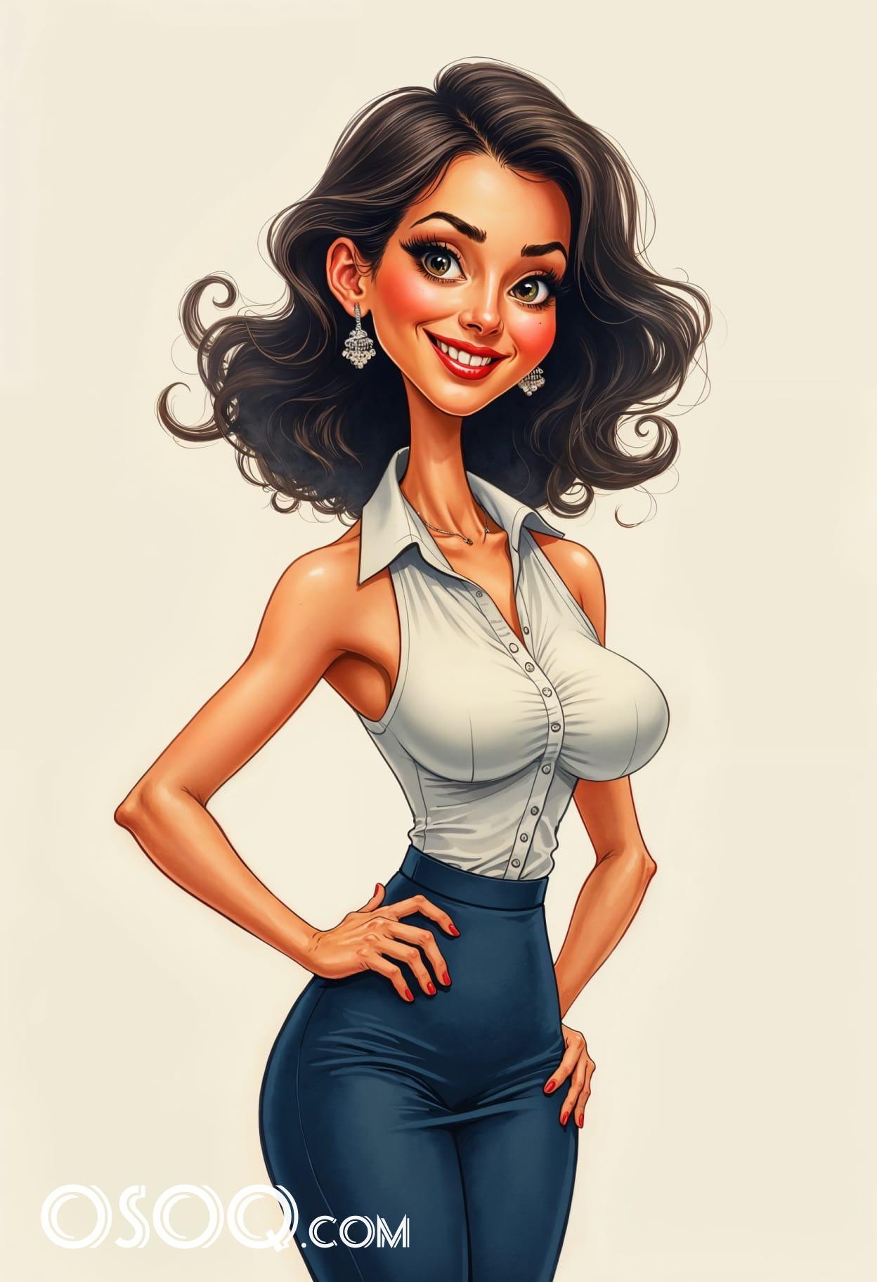 Office girl cartoon character set 07