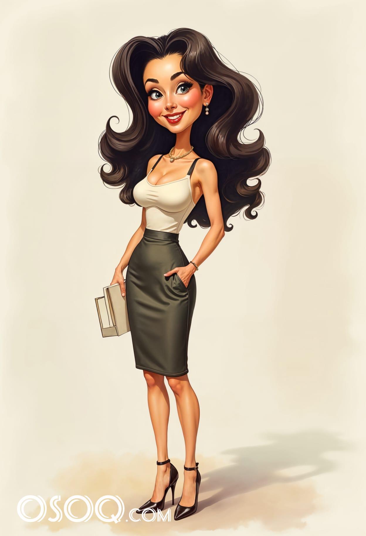 Office girl cartoon character set 14