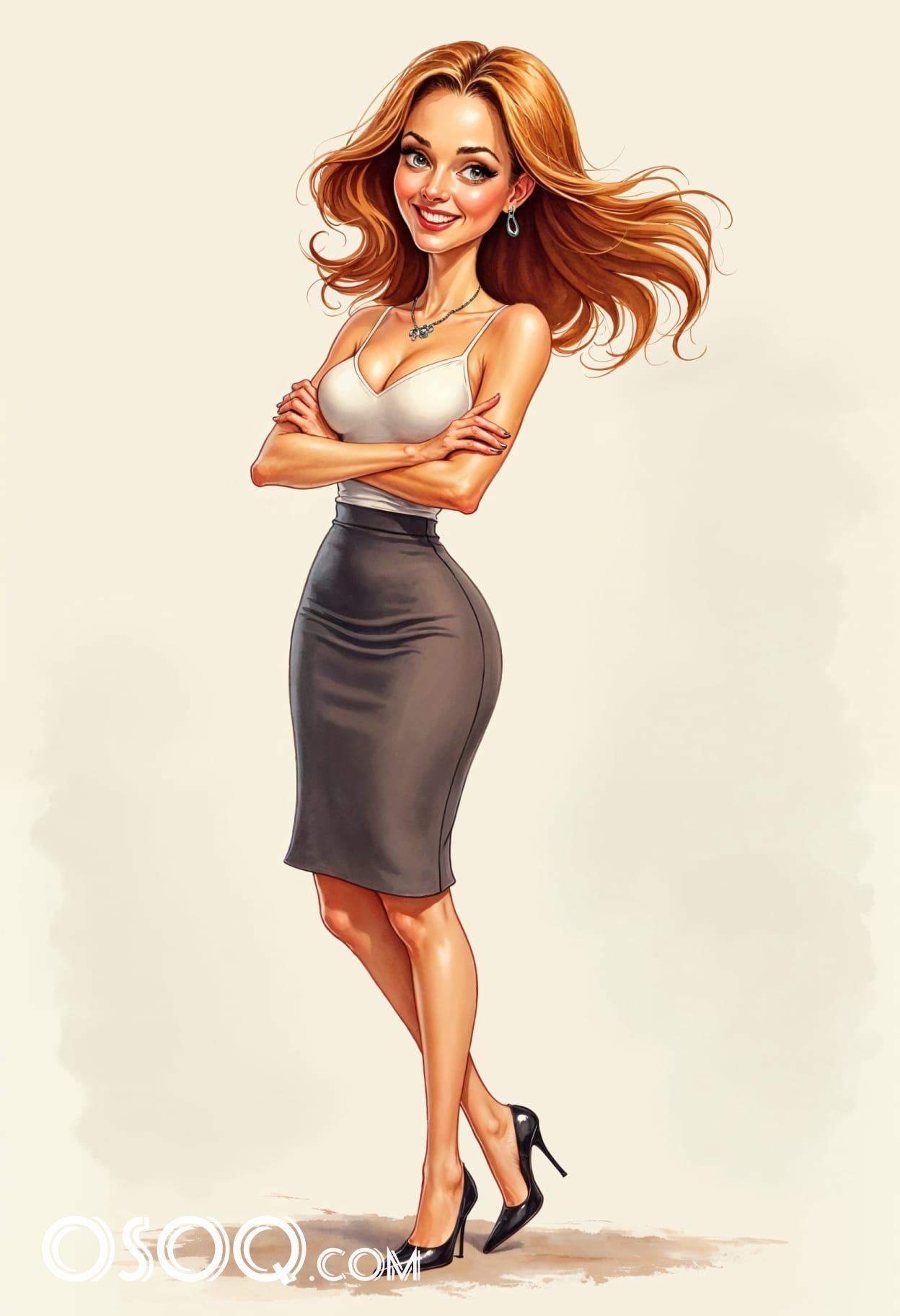 Office girl cartoon character set 19