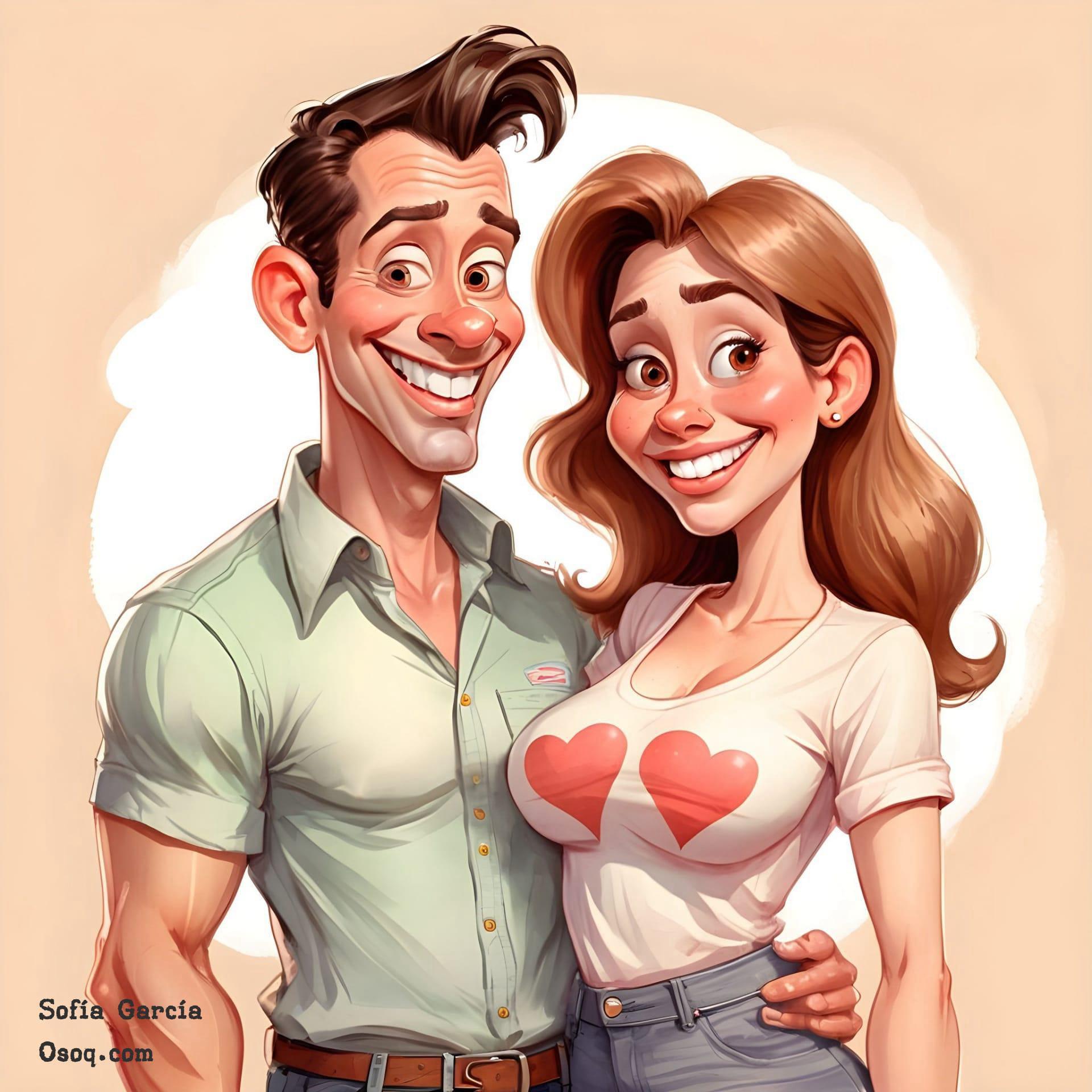 Sweet couple caricature 01