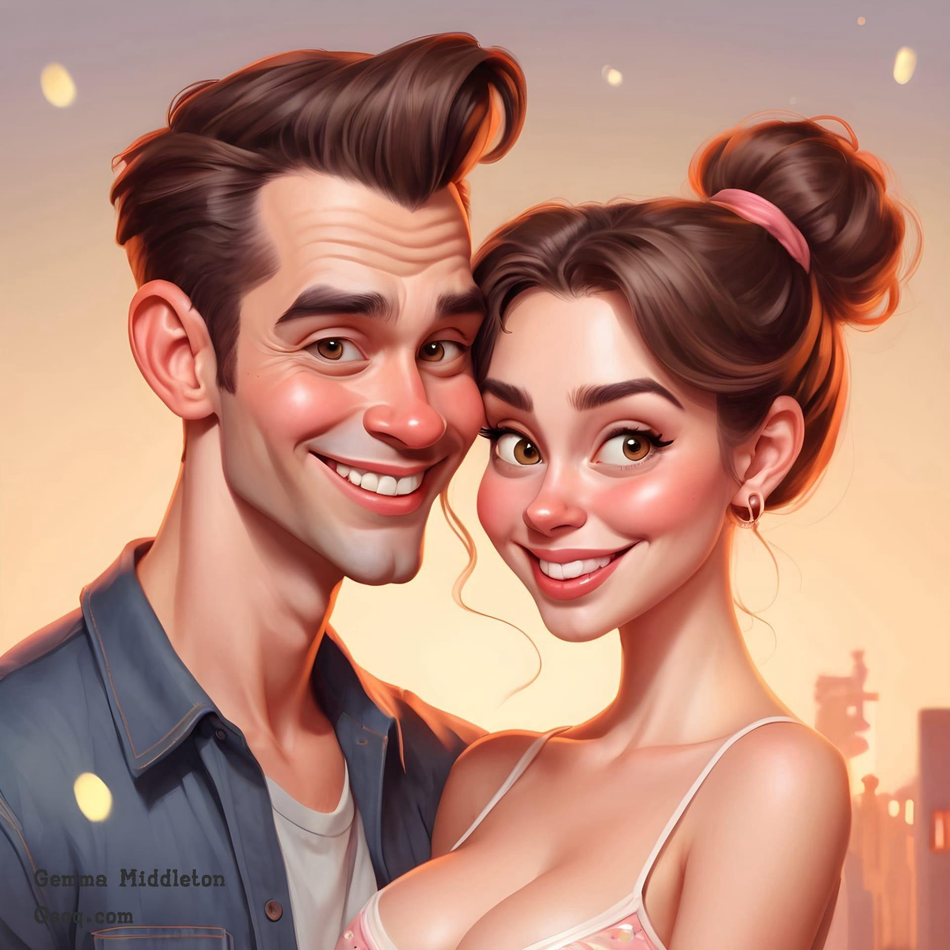 Sweet couple caricature 07