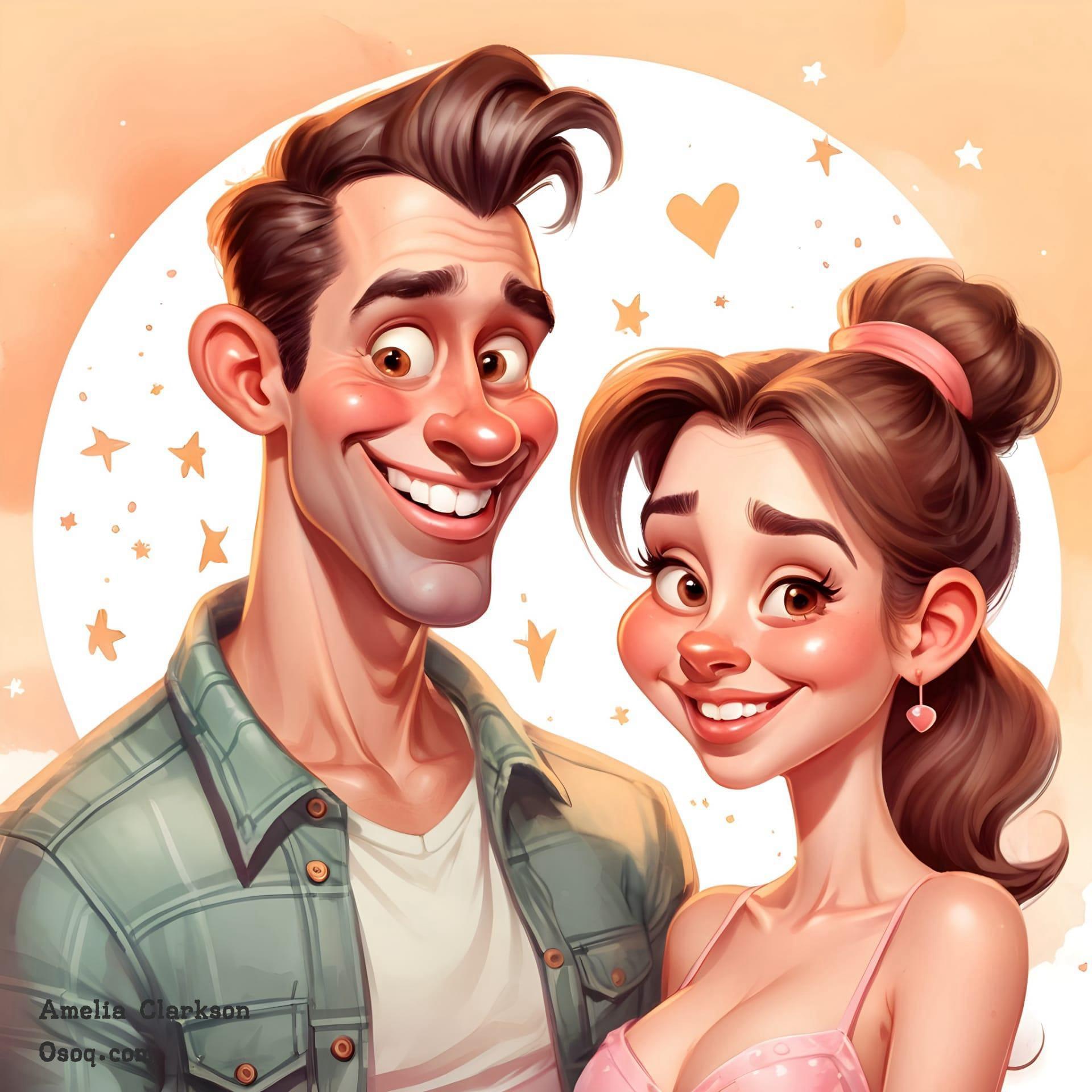 Sweet couple caricature 08