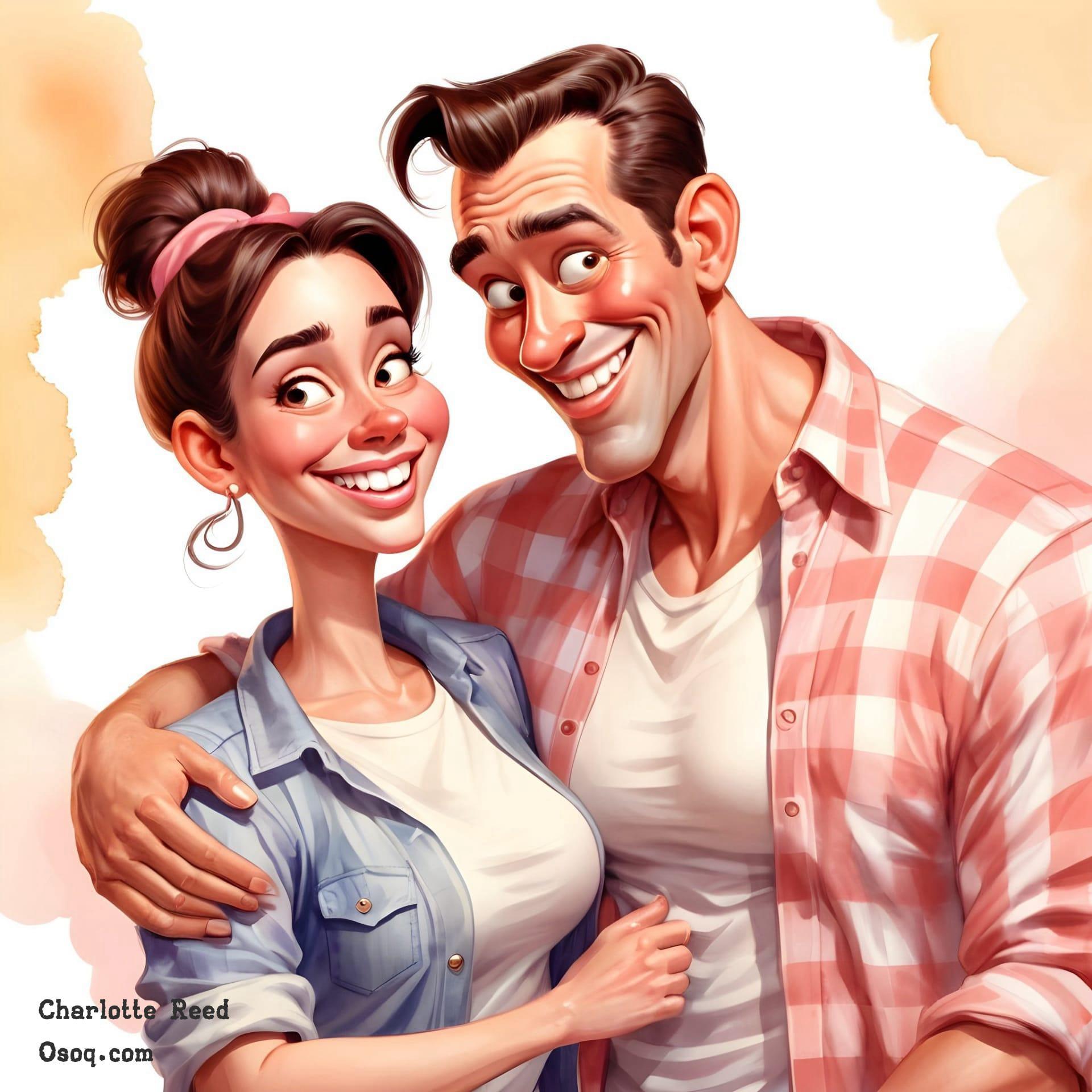 Sweet couple caricature 14