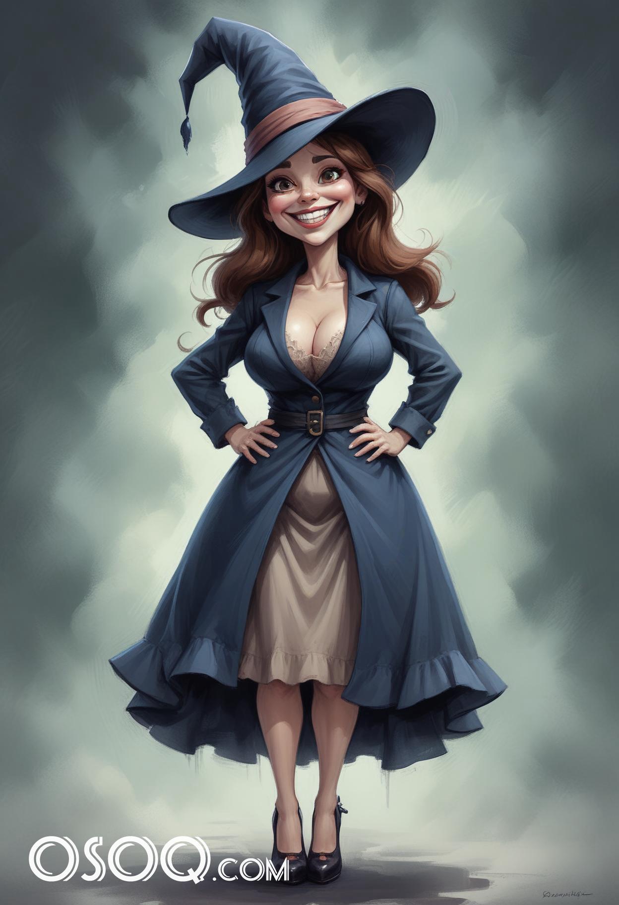 Witch cartoon caricature drawing 05