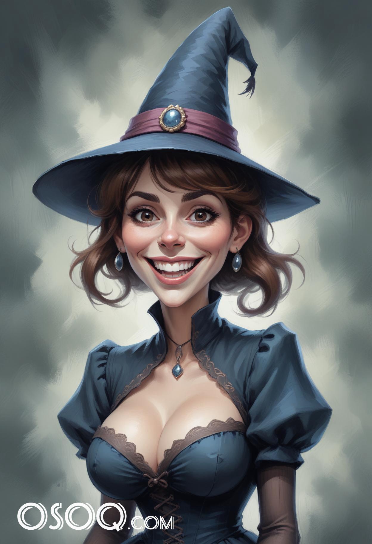 Witch cartoon caricature drawing 16