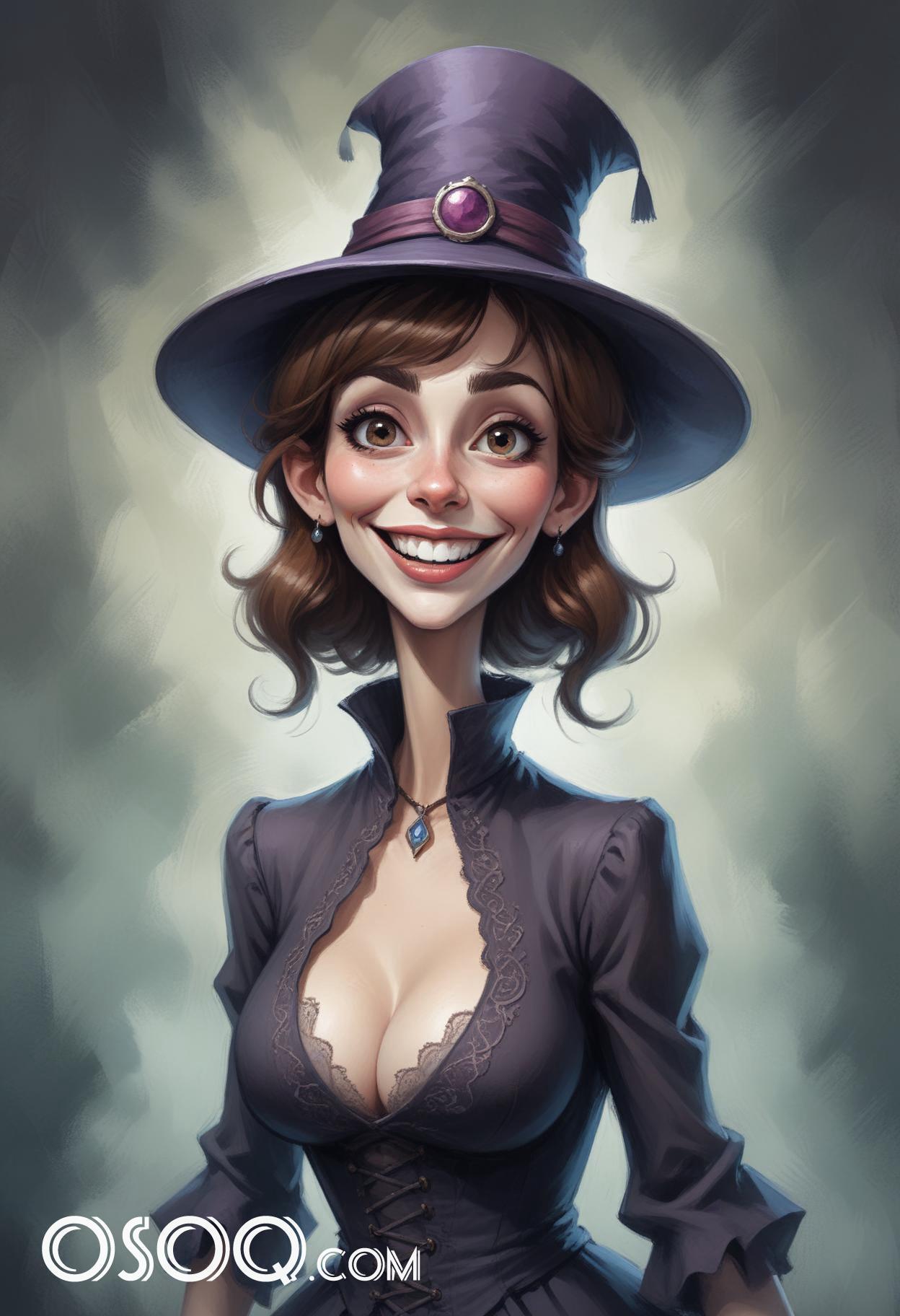 Witch cartoon caricature drawing 18