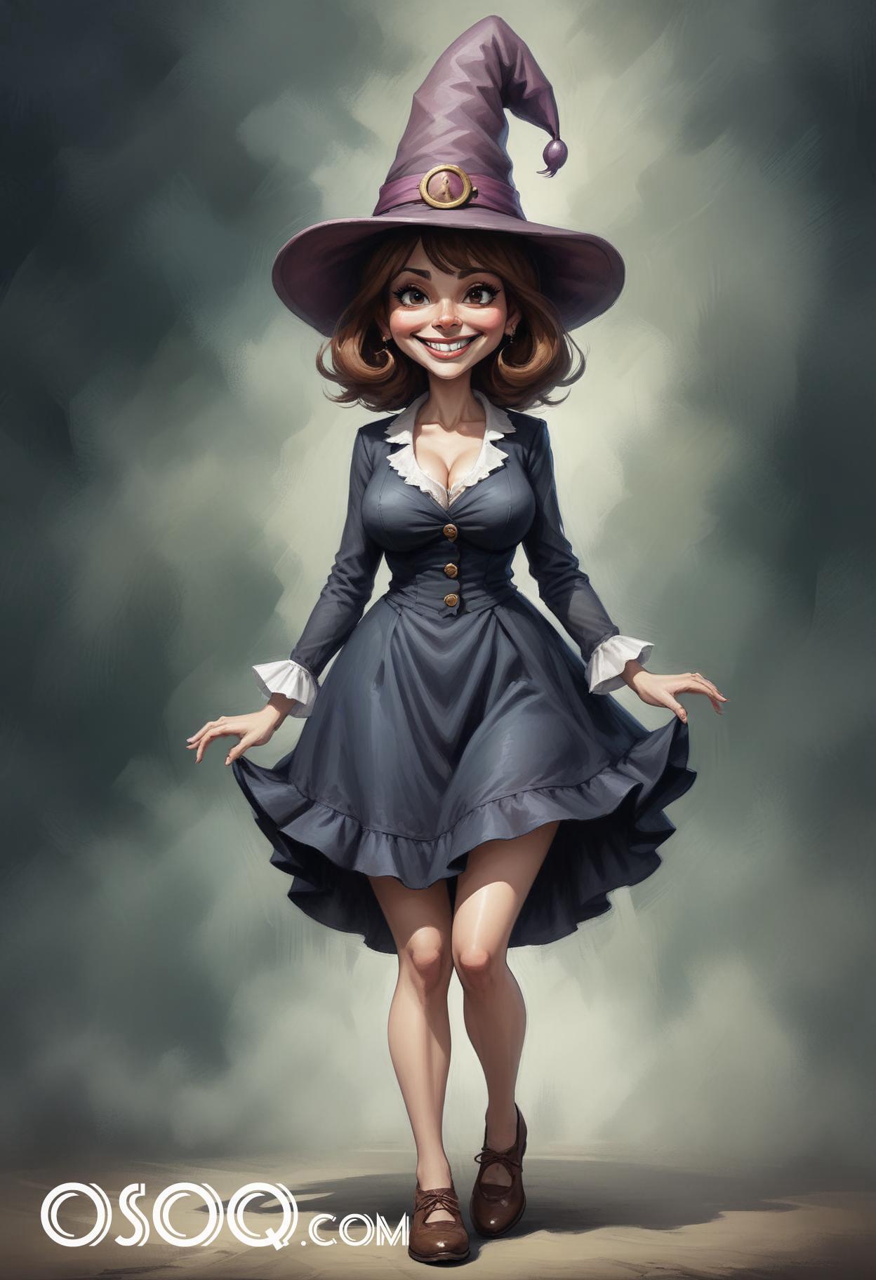 Witch cartoon caricature drawing 19