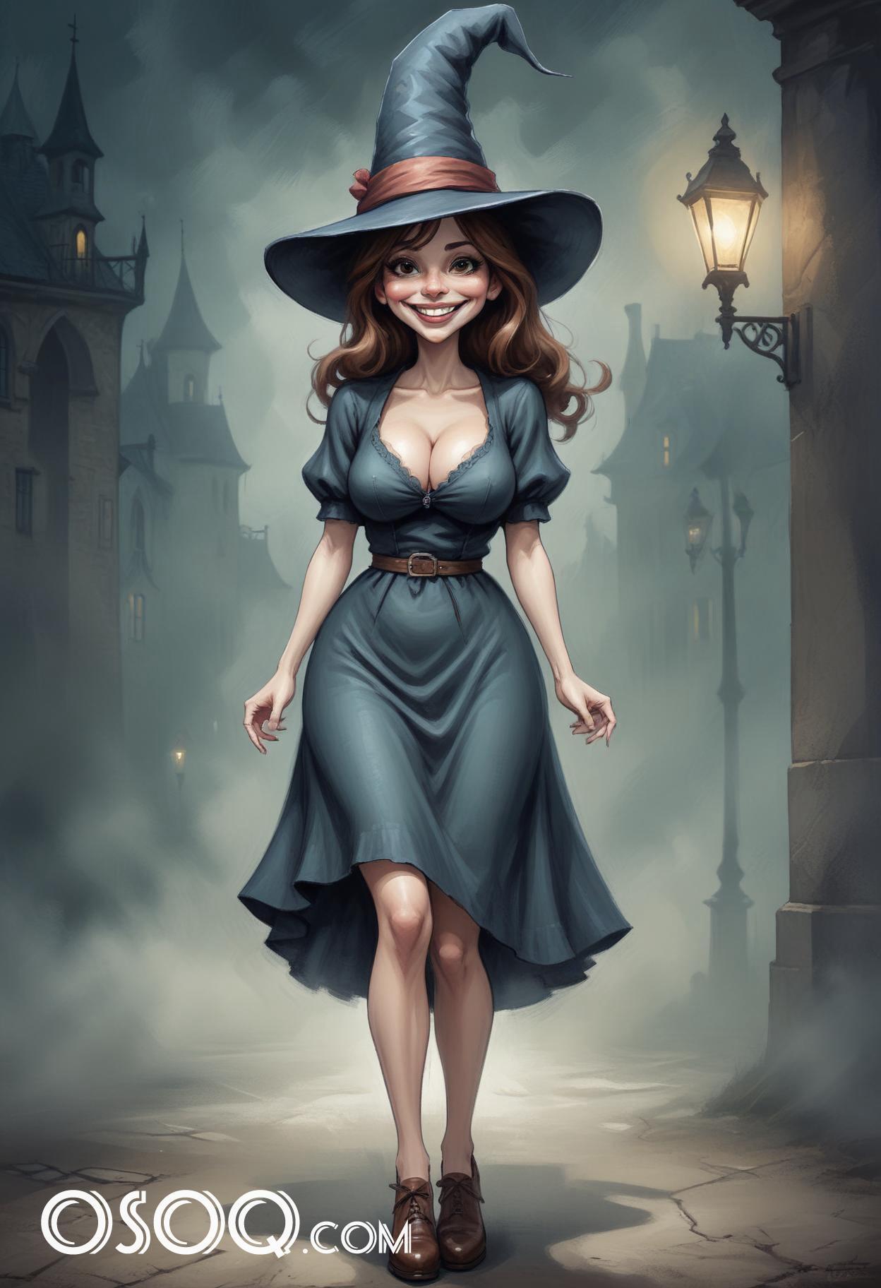 Witch cartoon caricature drawing 20