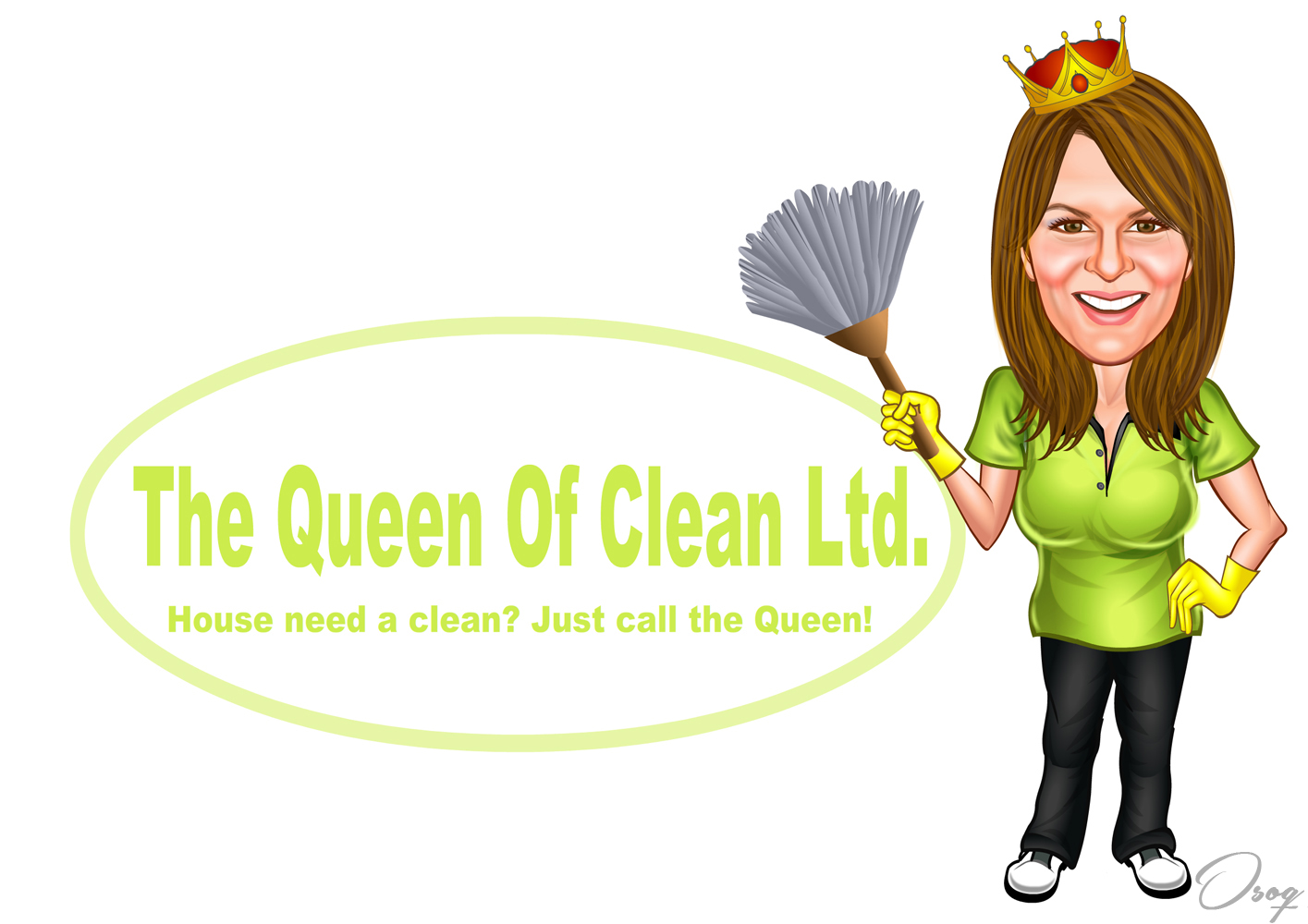 House Clean Service Cartoon Logo