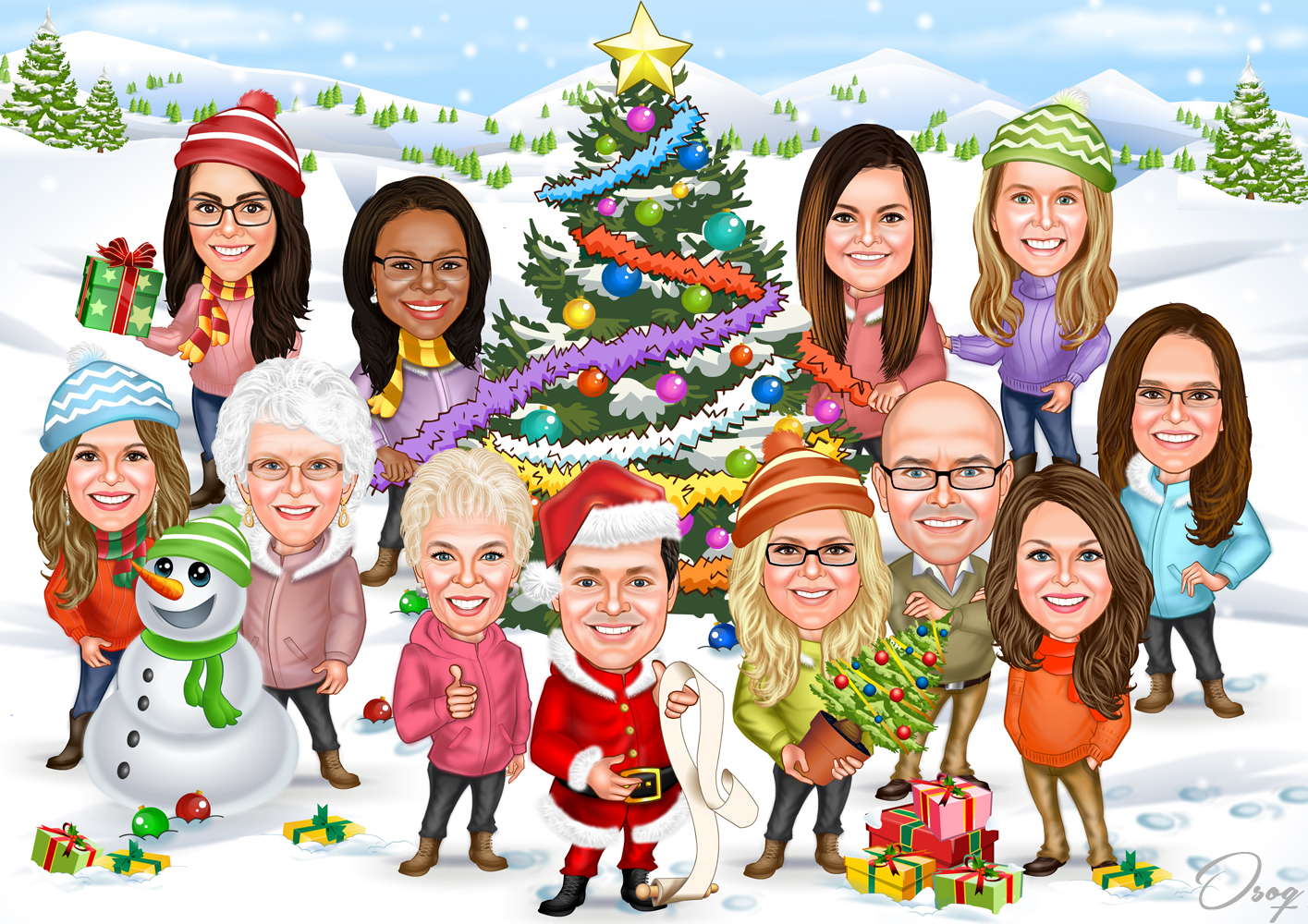 Custom Christmas Party Caricature
