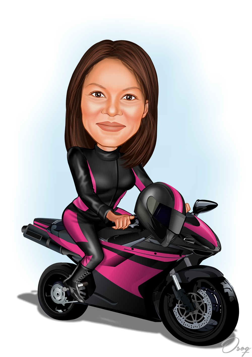 Female Motorcycle Caricatures