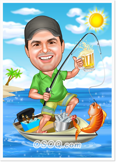 Birthday Fishing Caricatures