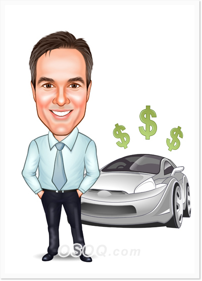 Auto Dealer Caricature