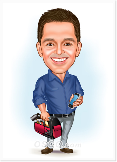 Construction Builder Caricatures