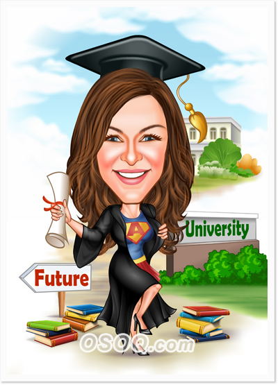 Graduate Girl Graduation Caricatures