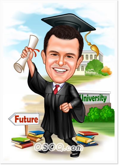 Graduate Ceremony Boy Caricatures