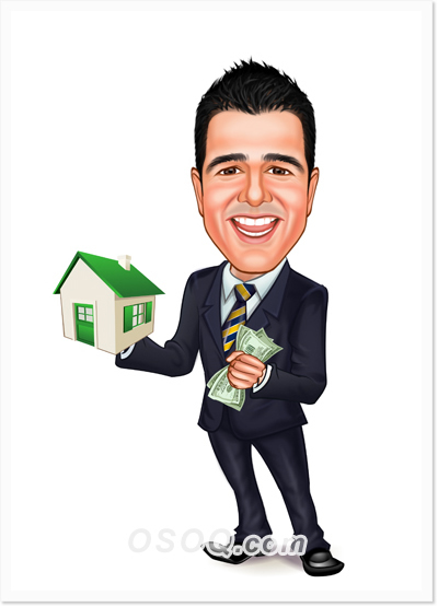Real Estate House Agent Caricature